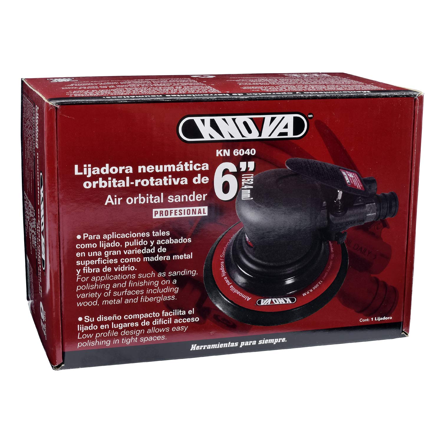 Knova Lijadora Neumática Orbital Rotativa 6" 10,000 R.P.M. 90 PSI c/regulador de velocidades (Lijadora neumática orbital)