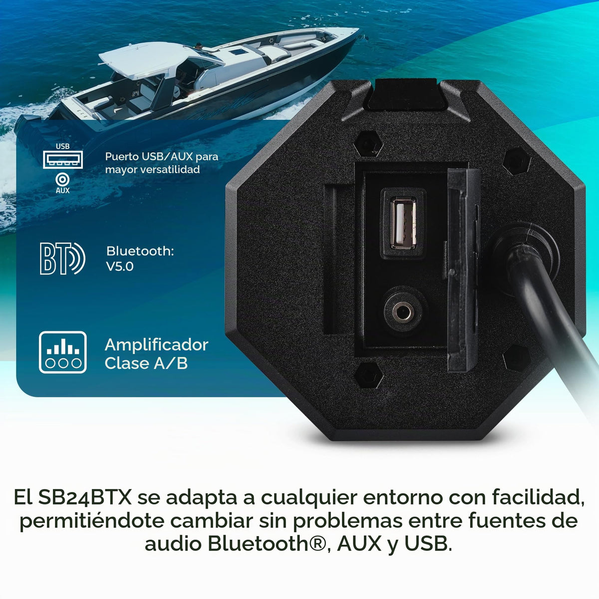Sistema de Altavoces DS18 Azul Marino 24 Pulgadas con Bluetooth y Resistencia al Agua