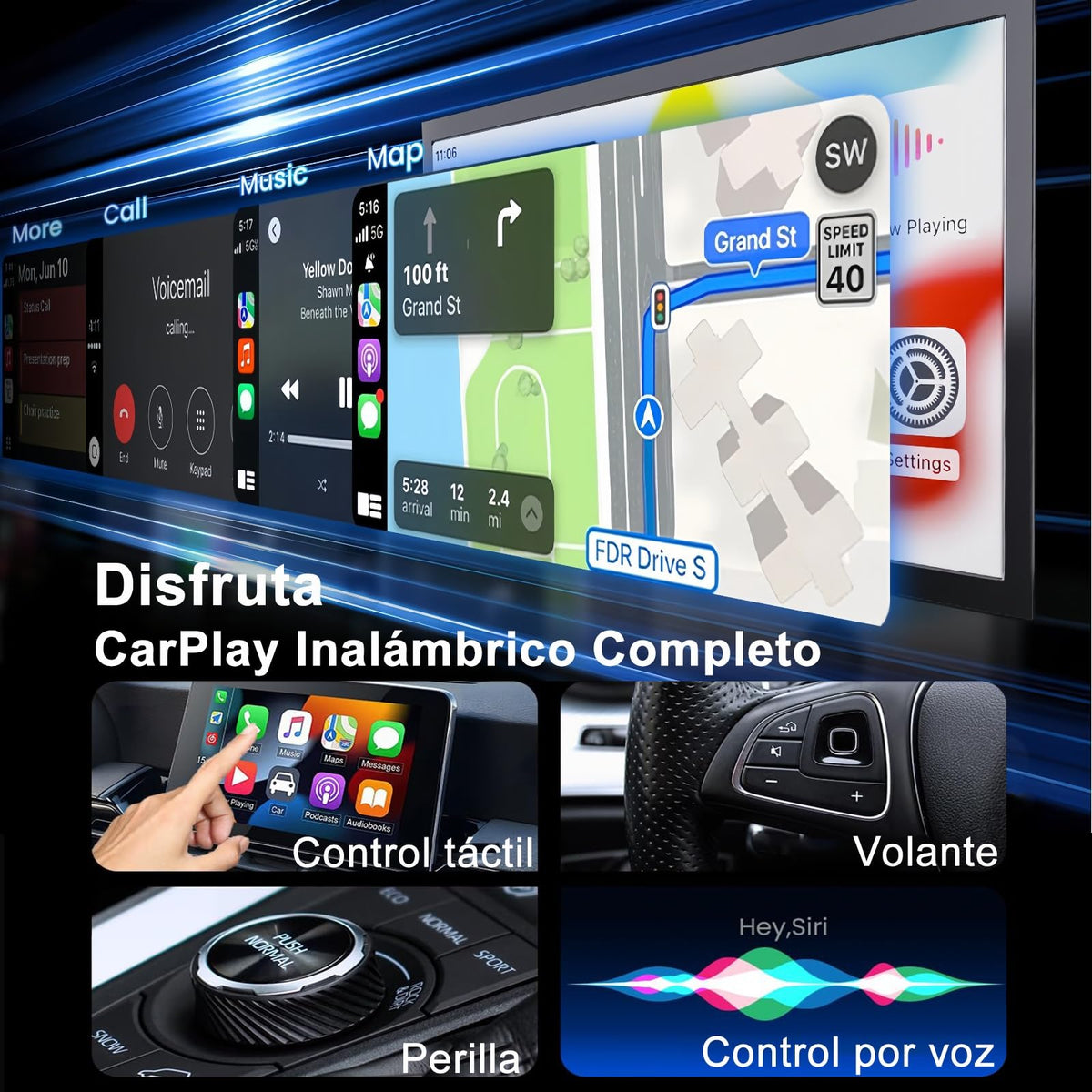 Adaptador Inalámbrico ZytaraX Negro para CarPlay Conexión Inalámbrica