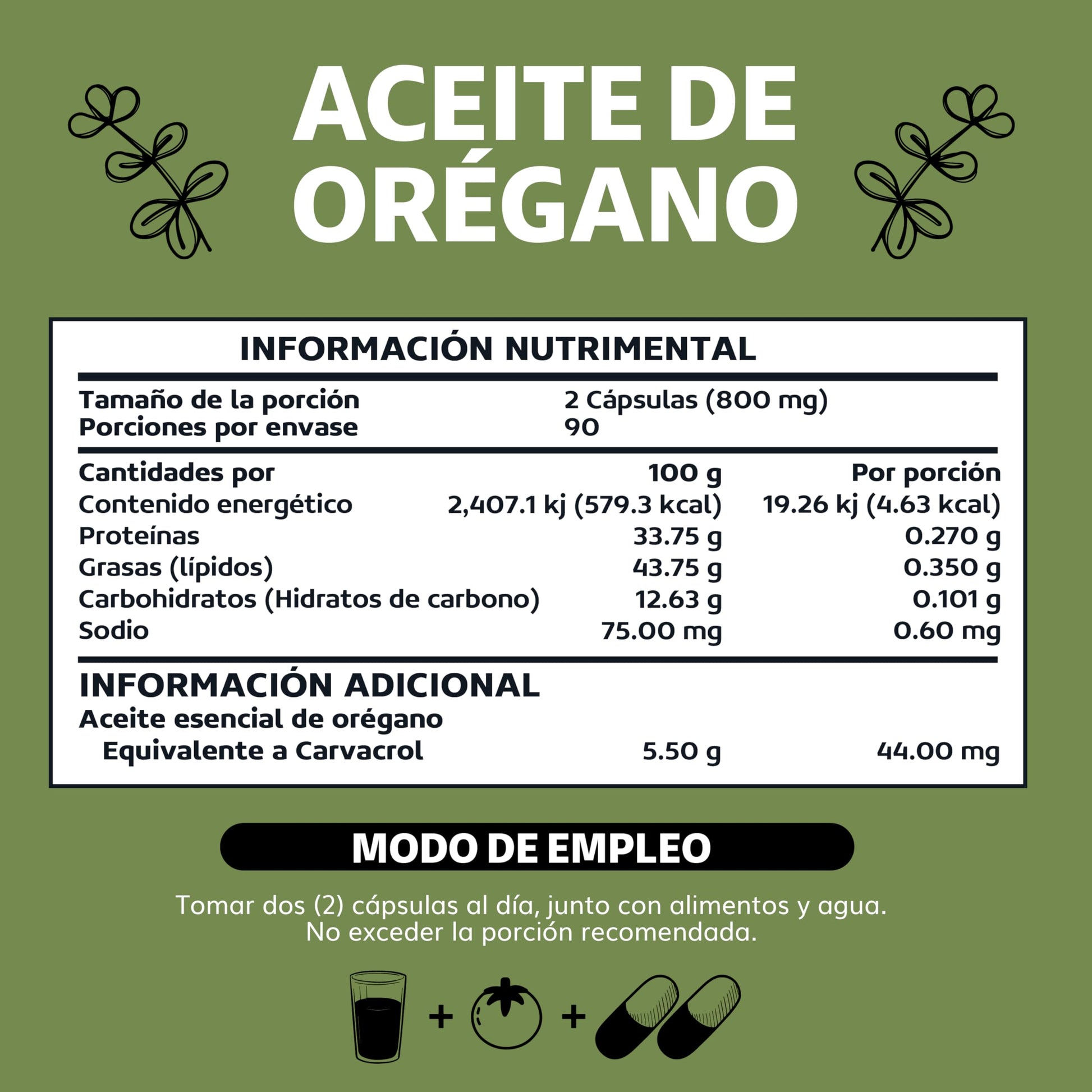 Beyond Vitamins | Aceite de Oregano Orgánico 100% Natural con 88% Carvacrol | Oil of Oregano Grado Alimenticio (180 Caps)