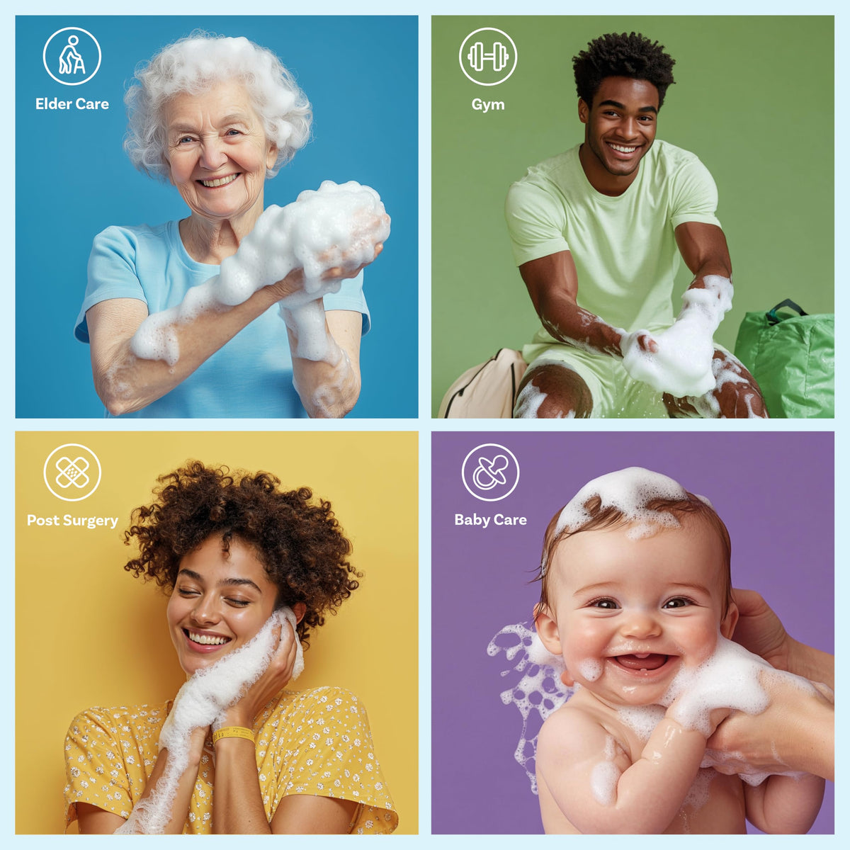 Scrubzz Toallitas de baño desechables sin enjuague, paquete de 25 – Toallitas de ducha todo en 1 de un solo uso, simplemente humedece, espuma y seca sin champú o enjuagar