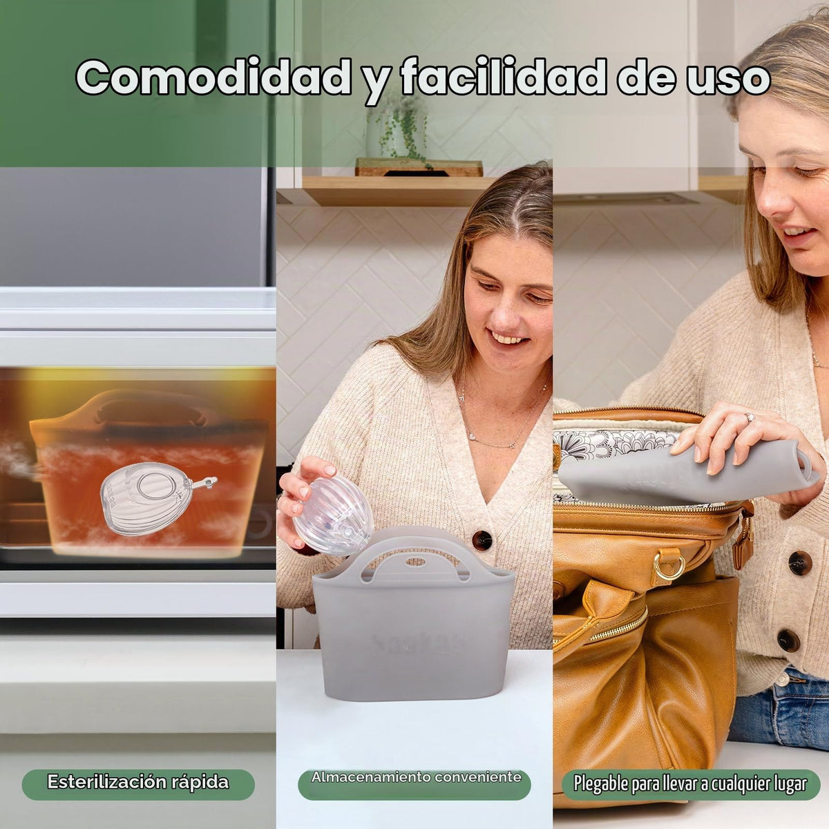 haakaa - Extractor de leche de silicona portátil con bolsa esterilizadora, 2 en 1 manos libres pasivo receptor de leche materna para madres lactantes, esenciales para lactancia materna, bombas de