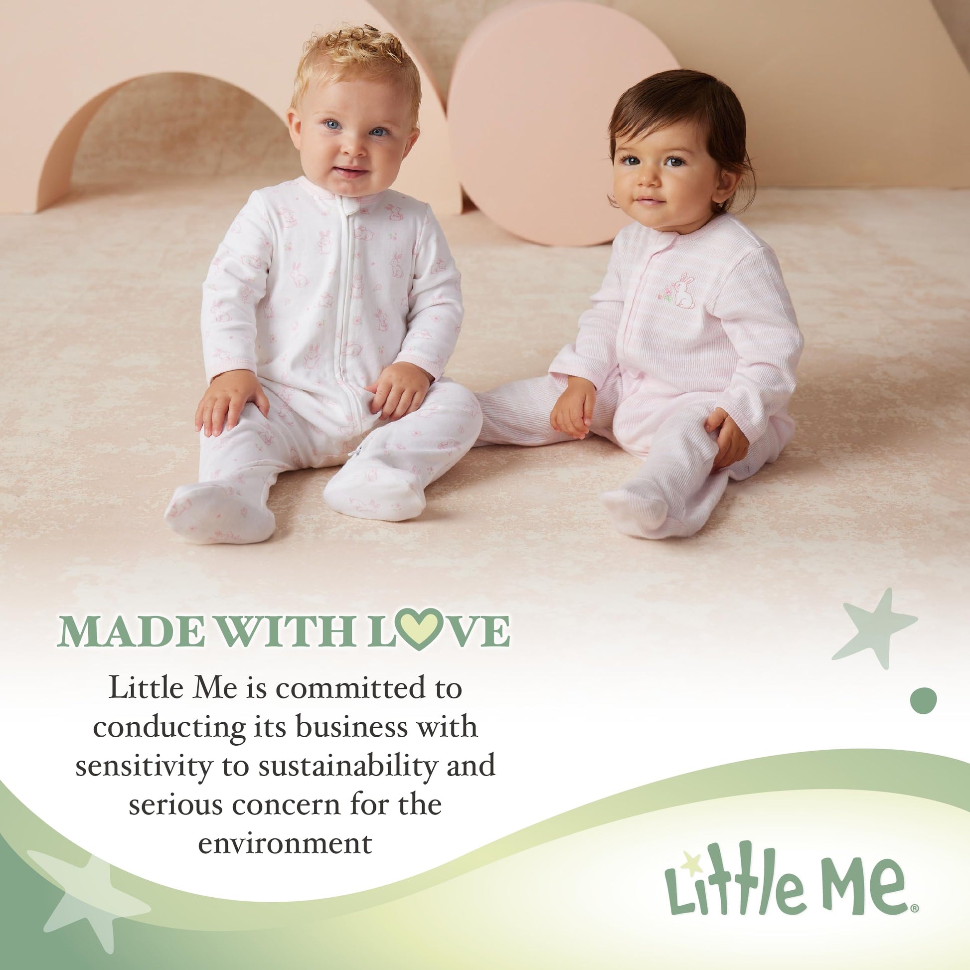 Little Me - Juego de babero y eructos de damasco de 3 piezas para niña, Rosa/Multi, Talla única