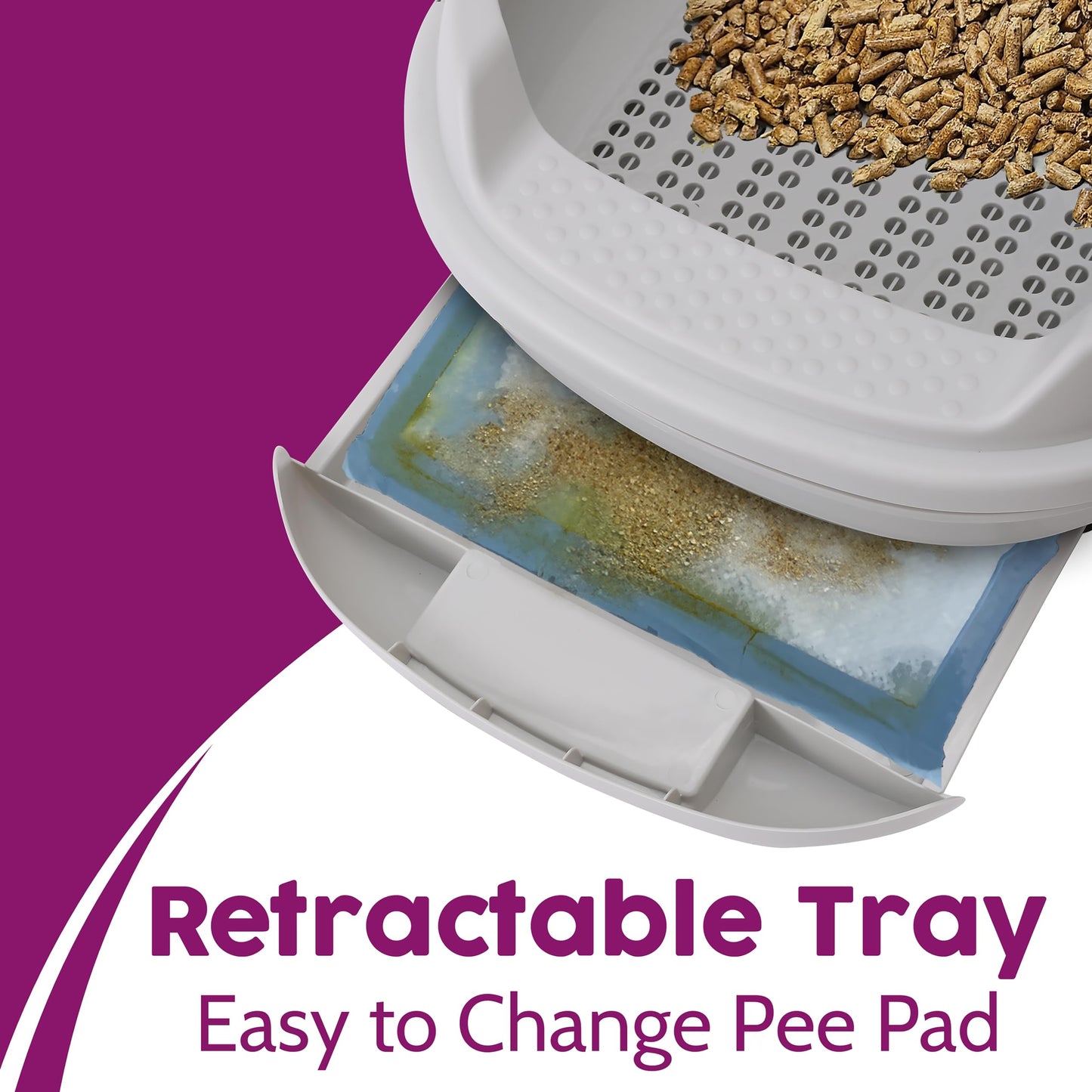 Caja de Arena para Gatos Skywin Gris con Sistema de Tamizado Eficiente