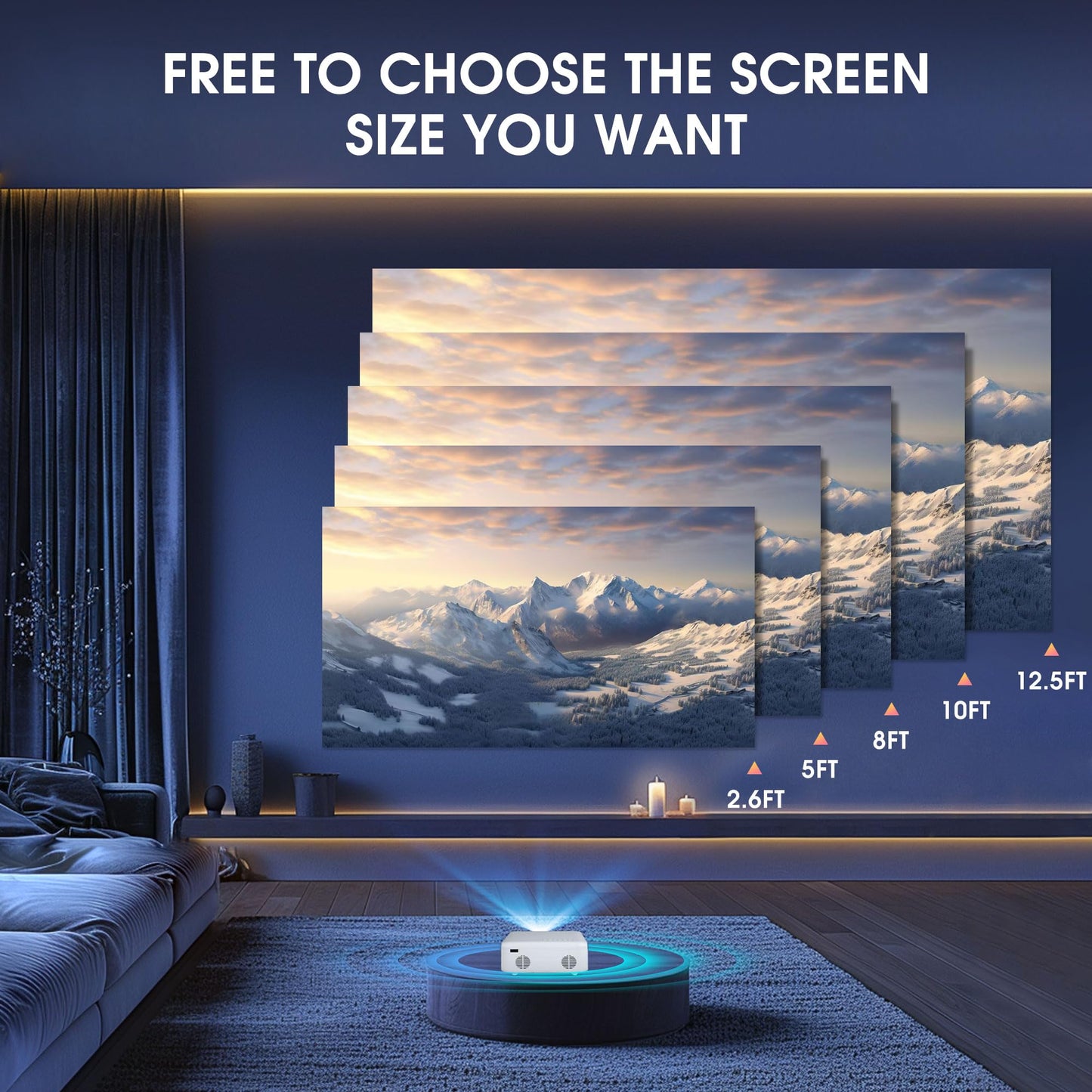 Proyector Mini KEJOG 1080P Nativo Blanco Soporte 4K y Bluetooth, Portátil para Cine al Aire Libre