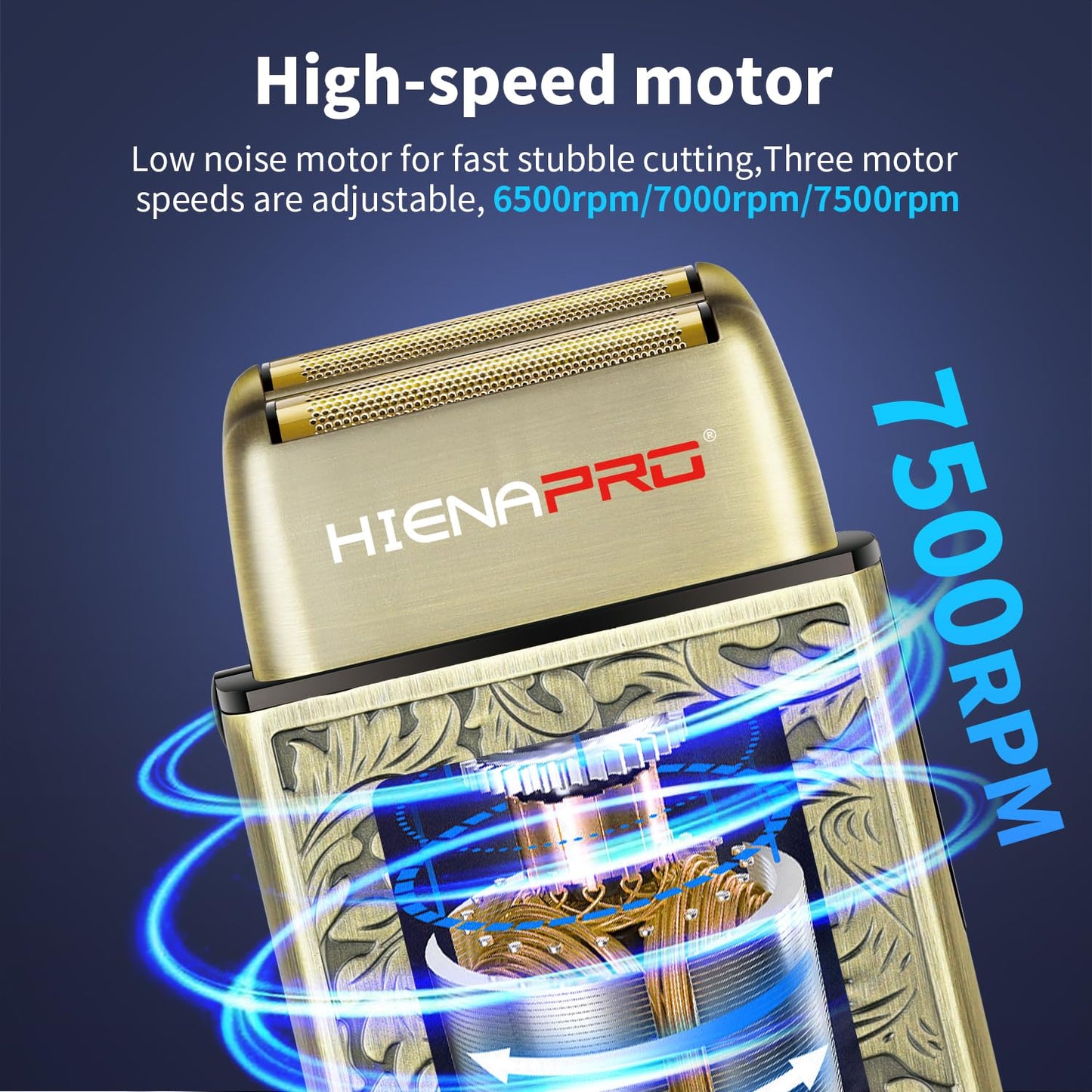 HIENA PRO - Maquinilla de afeitar eléctrica para hombres, máquina de afeitar de aluminio profesional sin cable y cabeza calva, afeitado de viaje, carga USB, pantalla LED, regalo perfecto para hombres