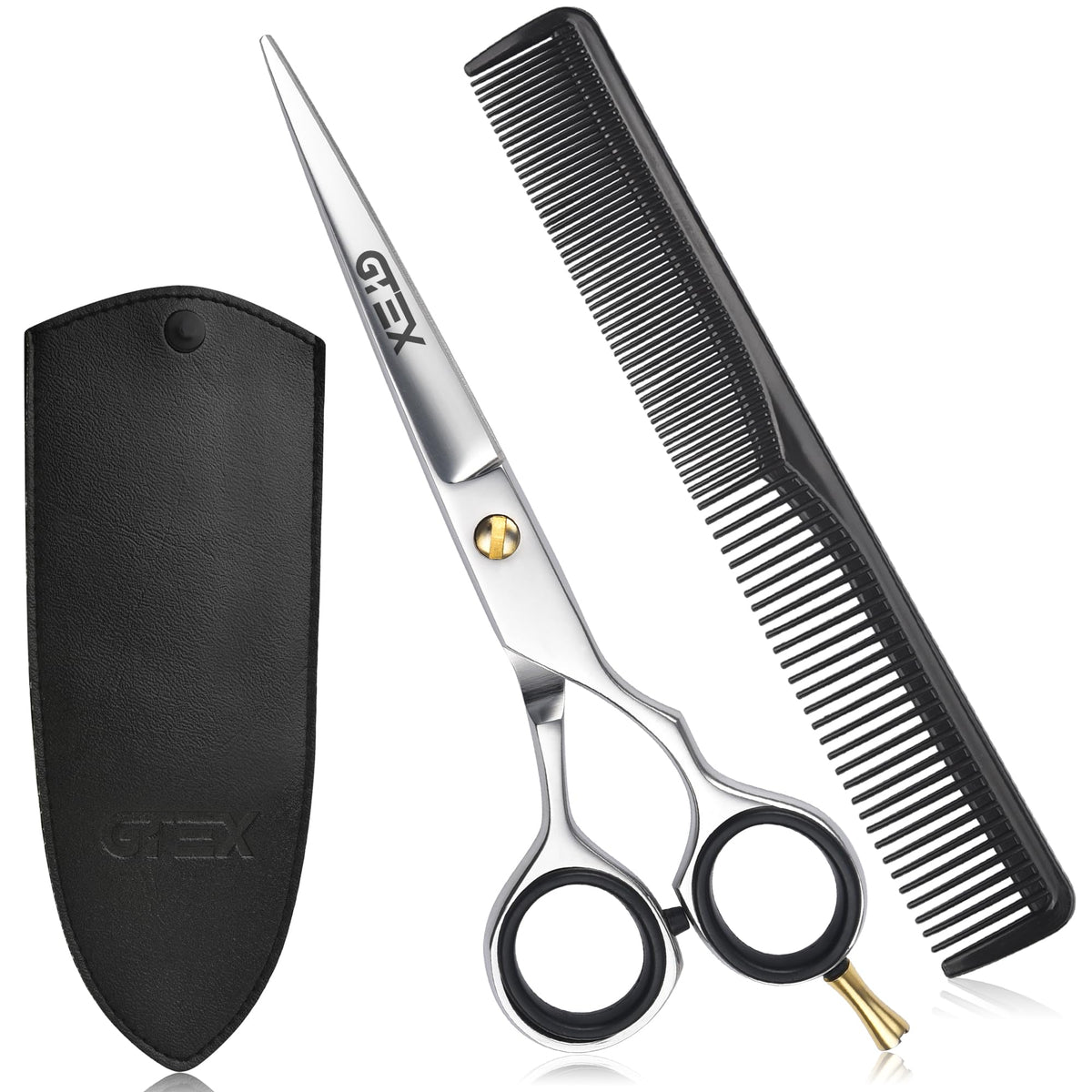 GTEX Tijeras de peluquería profesionales – 6,5" Premium Tijeras para el pelo con peine y estuche – Tijeras de peluquería súper afiladas – Hair Scissors