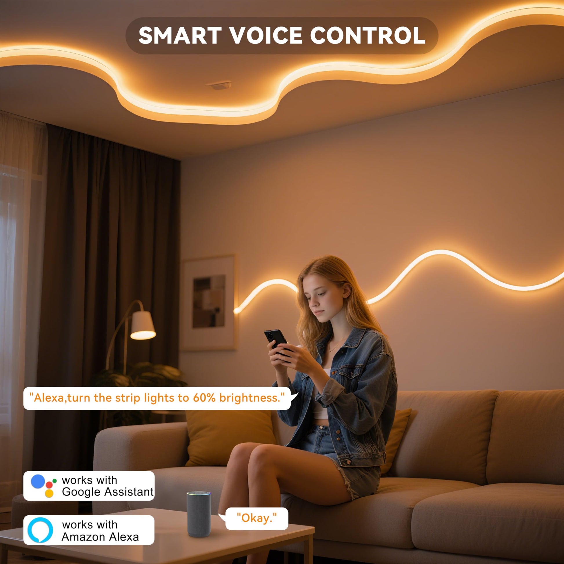 Tira de Luz LED PAUTIX Blanca Regulable de 6,1 m Super Brillante con Alexa y Google Assistant
