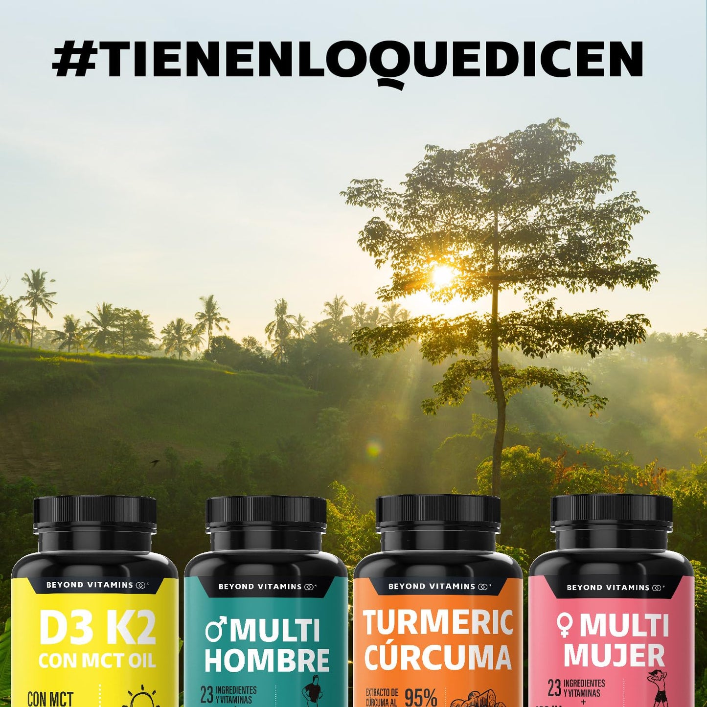 Suplemento Alimenticio Vegano Beyond Vitamins Sin Azúcar con Vitamina D3, K2 y MCT Oil