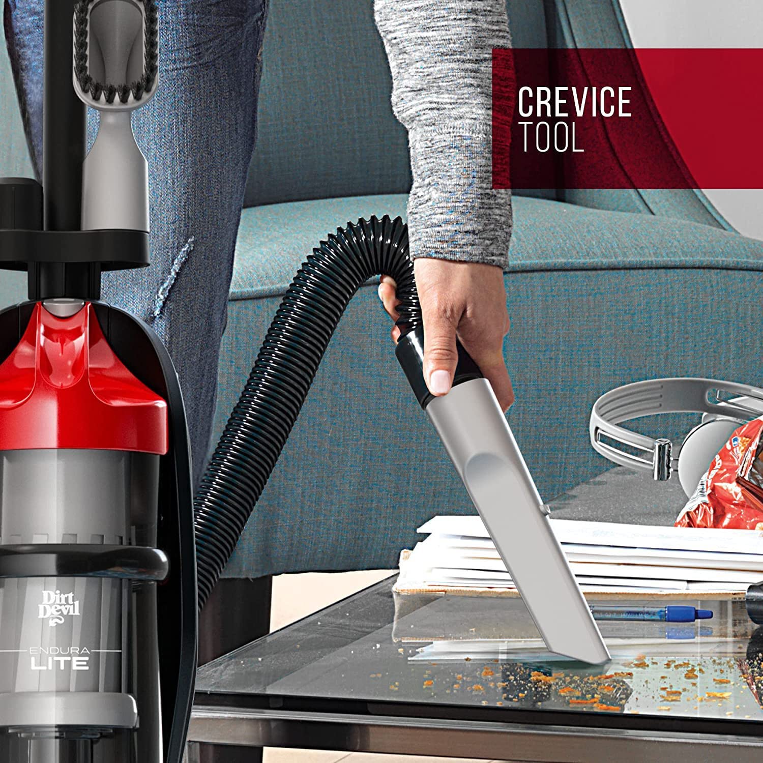 Dirt Devil Endura Lite Aspiradora Vertical sin Bolsa para alfombras y Suelos Duros, Potente, Ligera, con Cable para Uso doméstico