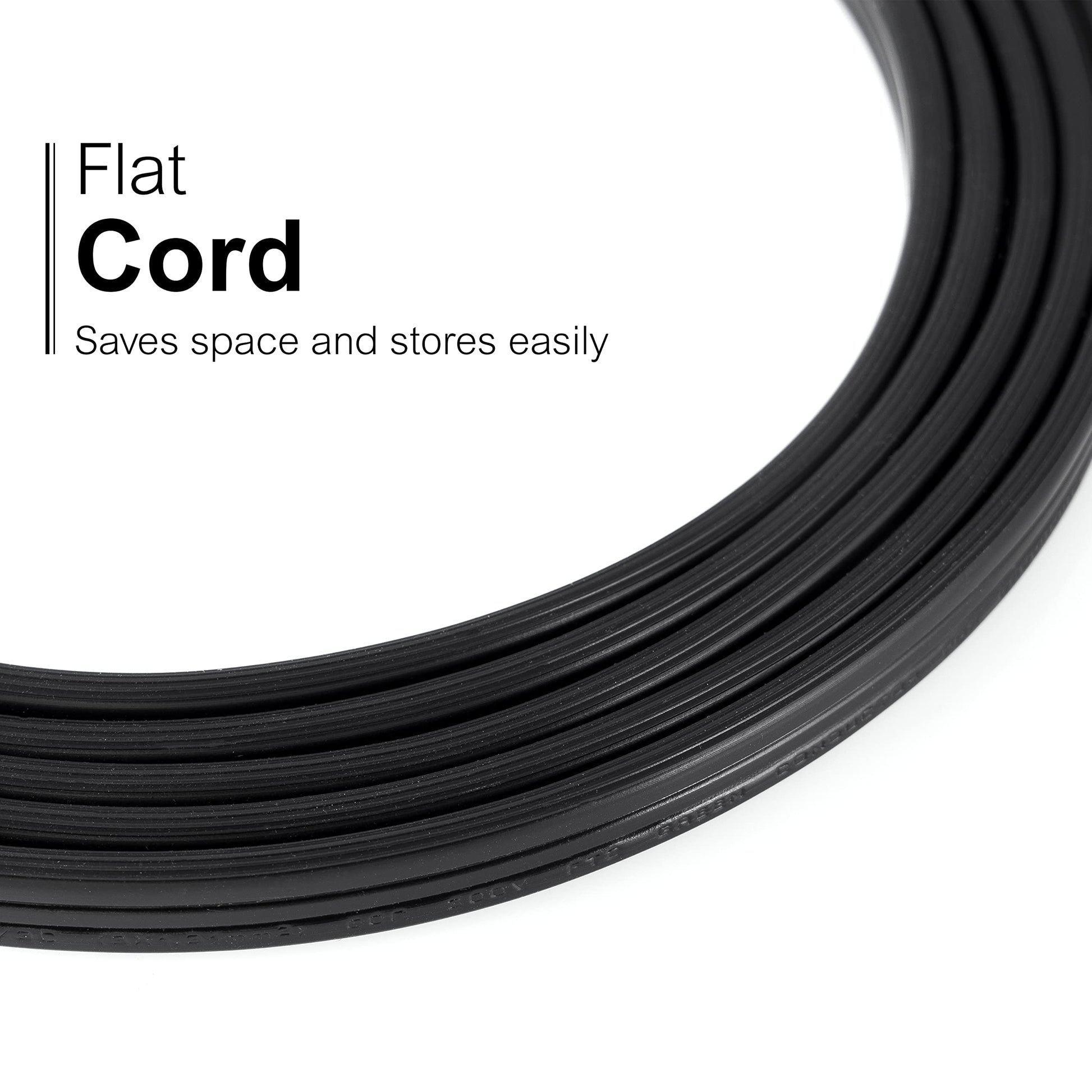GE 69877 - Cable de extensión Plano de 3 tomacorrientes con múltiples tomacorrientes, Extensor de Salida de 3 Clavijas, Enchufe Plano para Interiores, Calibre 16, certificación UL, Negro