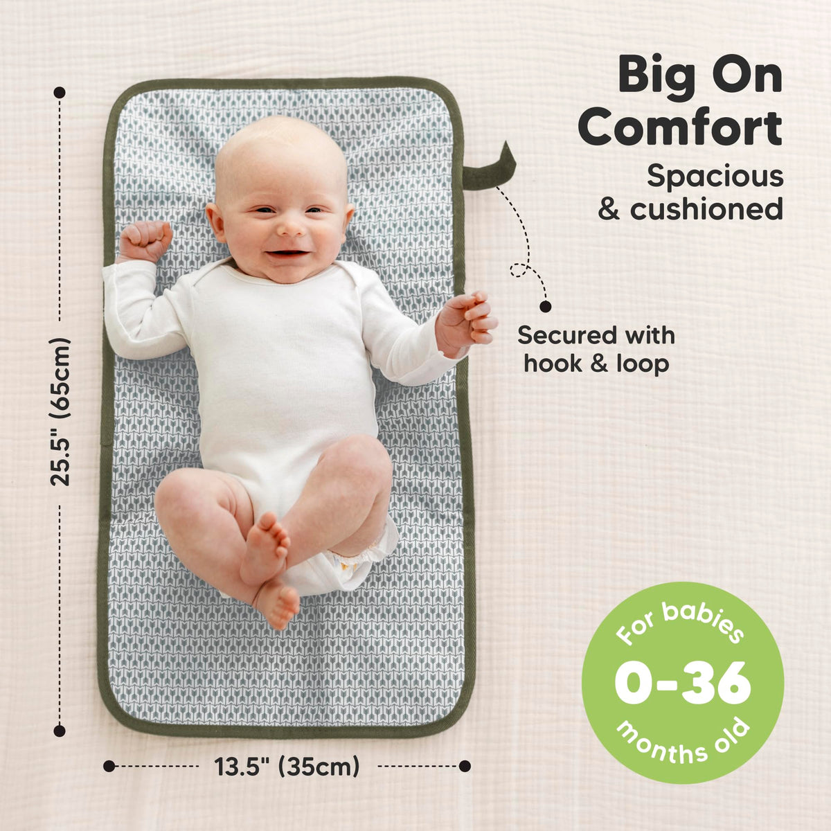 Cambiador portátil de pañales – cambiador plegable impermeable para bebé – cambiador de pañales de viaje – cambiador ligero para bebé – cambiador de bebé – lavable a máquina (verde oliva)