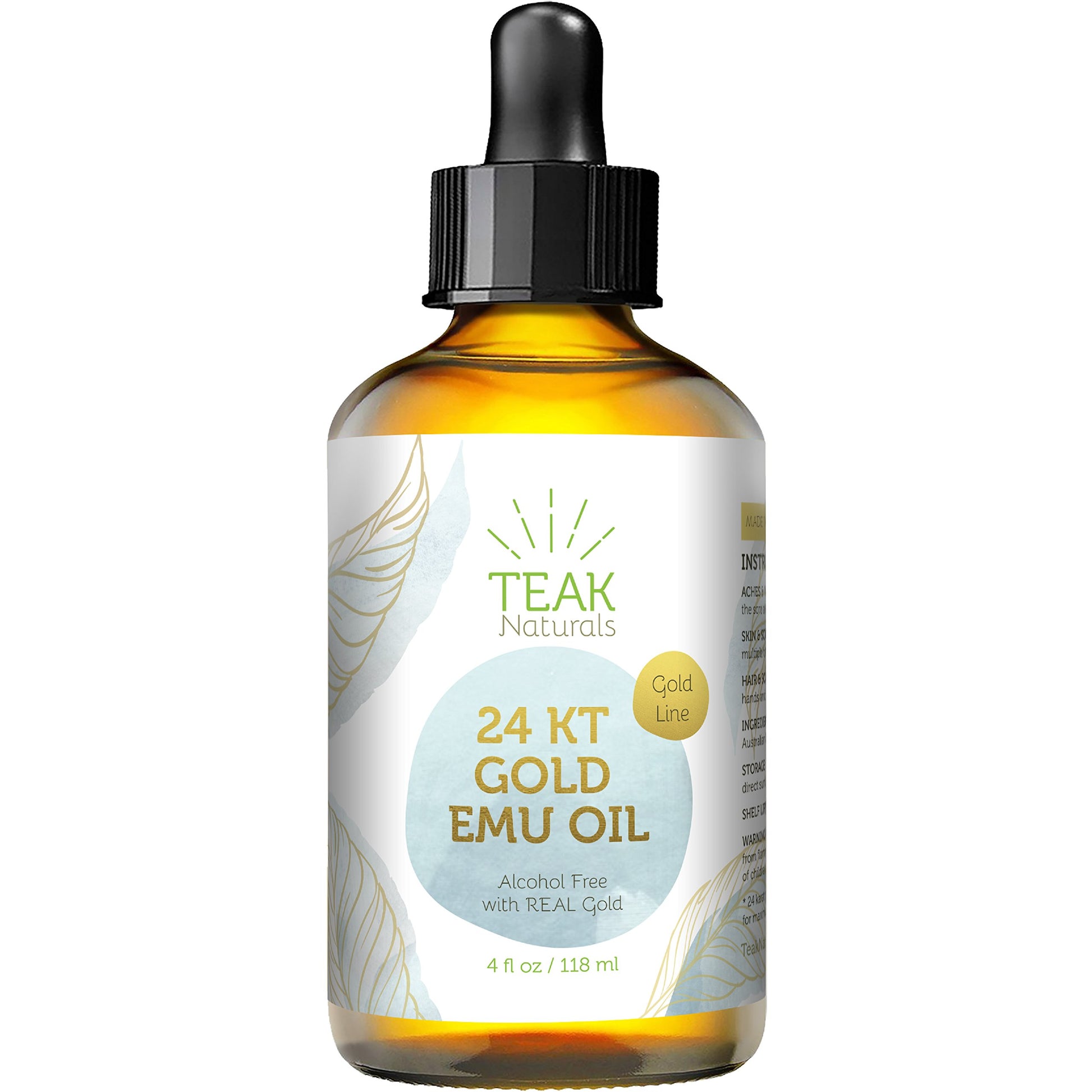 Aceite Emu Orgánico con Oro 24K para una Piel Radiante y Reparada - Colección Gold Teak Naturals