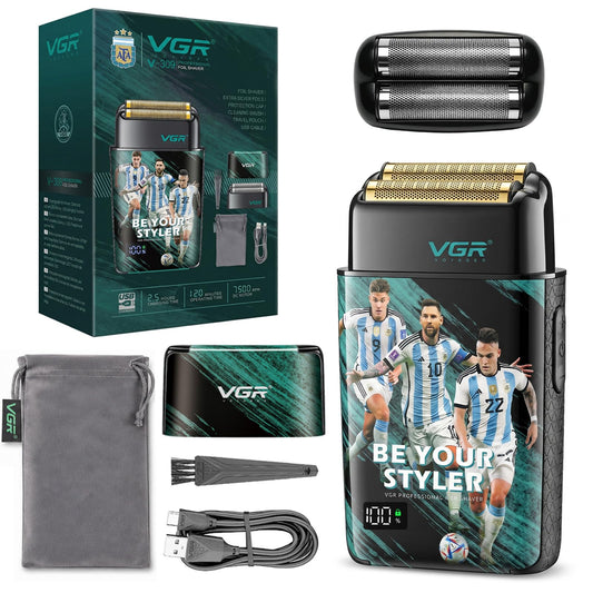 Afeitadora Eléctrica de Lámina VGR 309 Negra Recargable de 3 Velocidades para Hombre