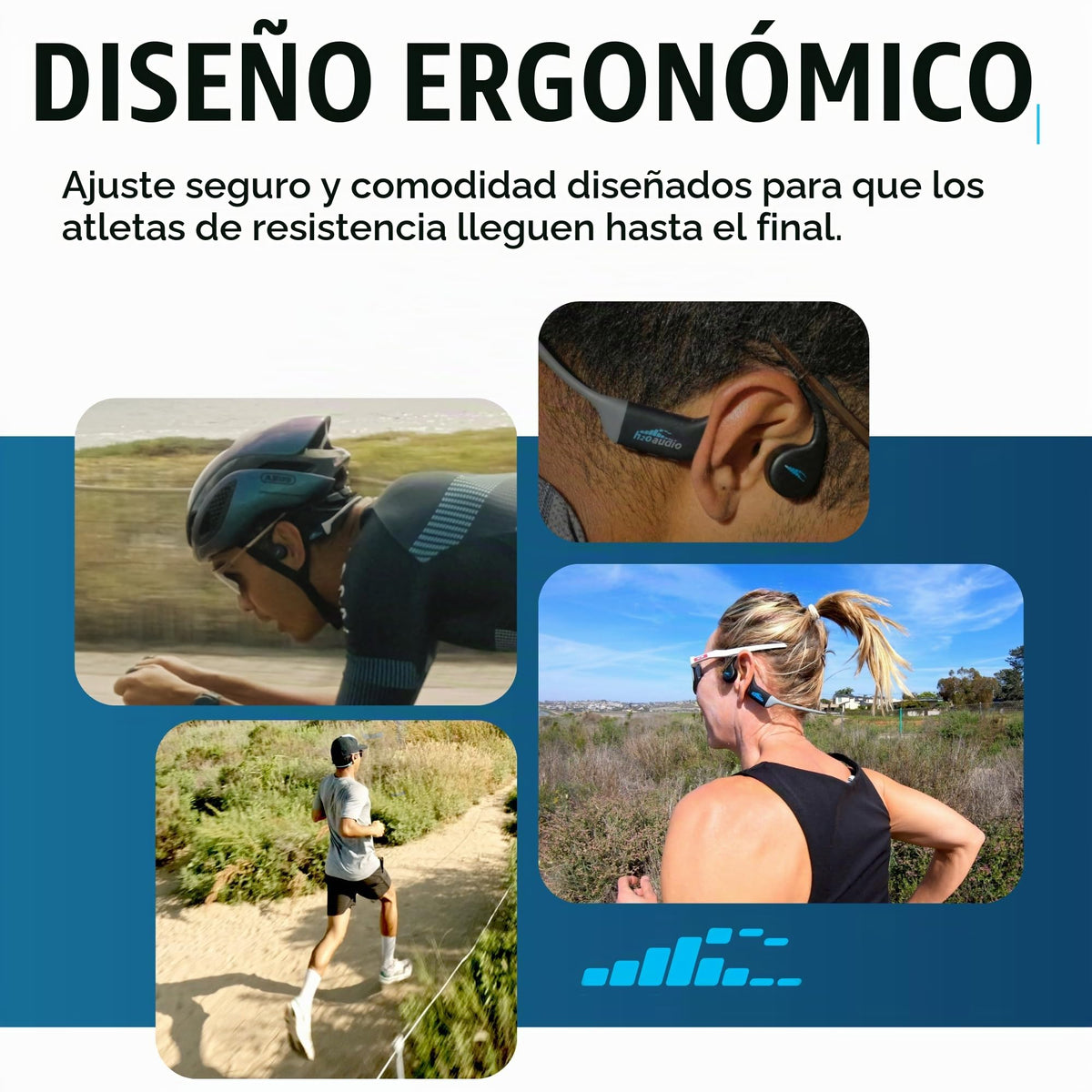 Auriculares de Conducción Ósea H2O Audio Azul a Prueba de Sudor para Deporte Multidisciplinario