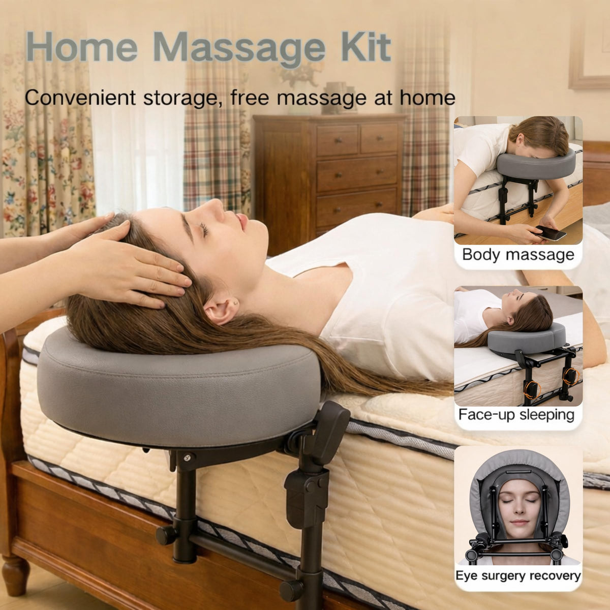 Reposacabezas de Masaje MAOSEMSI Viscoelástica, Altura Ajustable y Funda Lavable para Mayor Comodidad