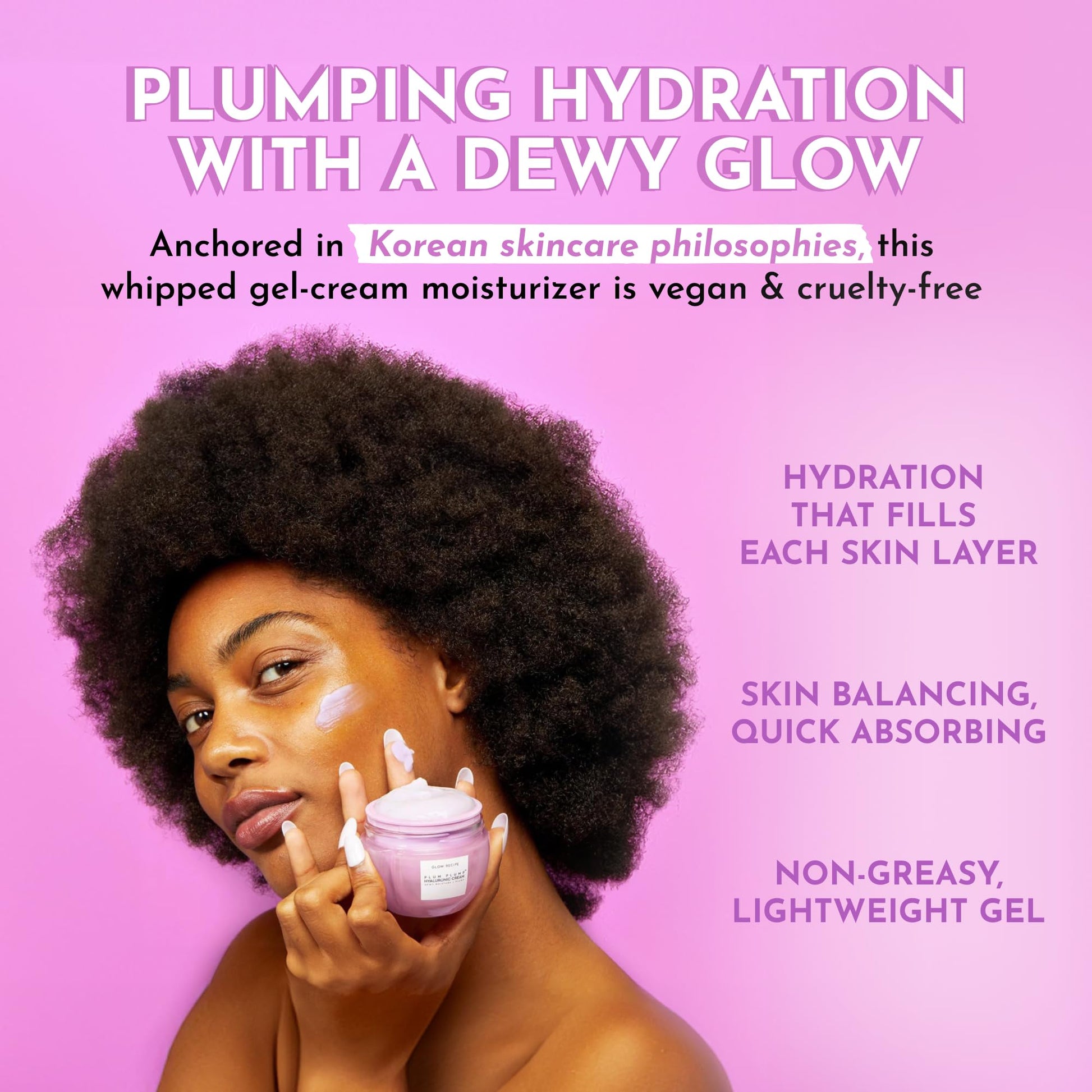 Glow Recipe Plum Plump Hyaluronic Acid Face Cream Refill Pod - Dewy Glow Hydrating Face Moisturizer Plumps, Balances Skin - Vegan Whipped Gel Moisturizer with Polyglutamic Acid & Ice Willowherb (50ml)