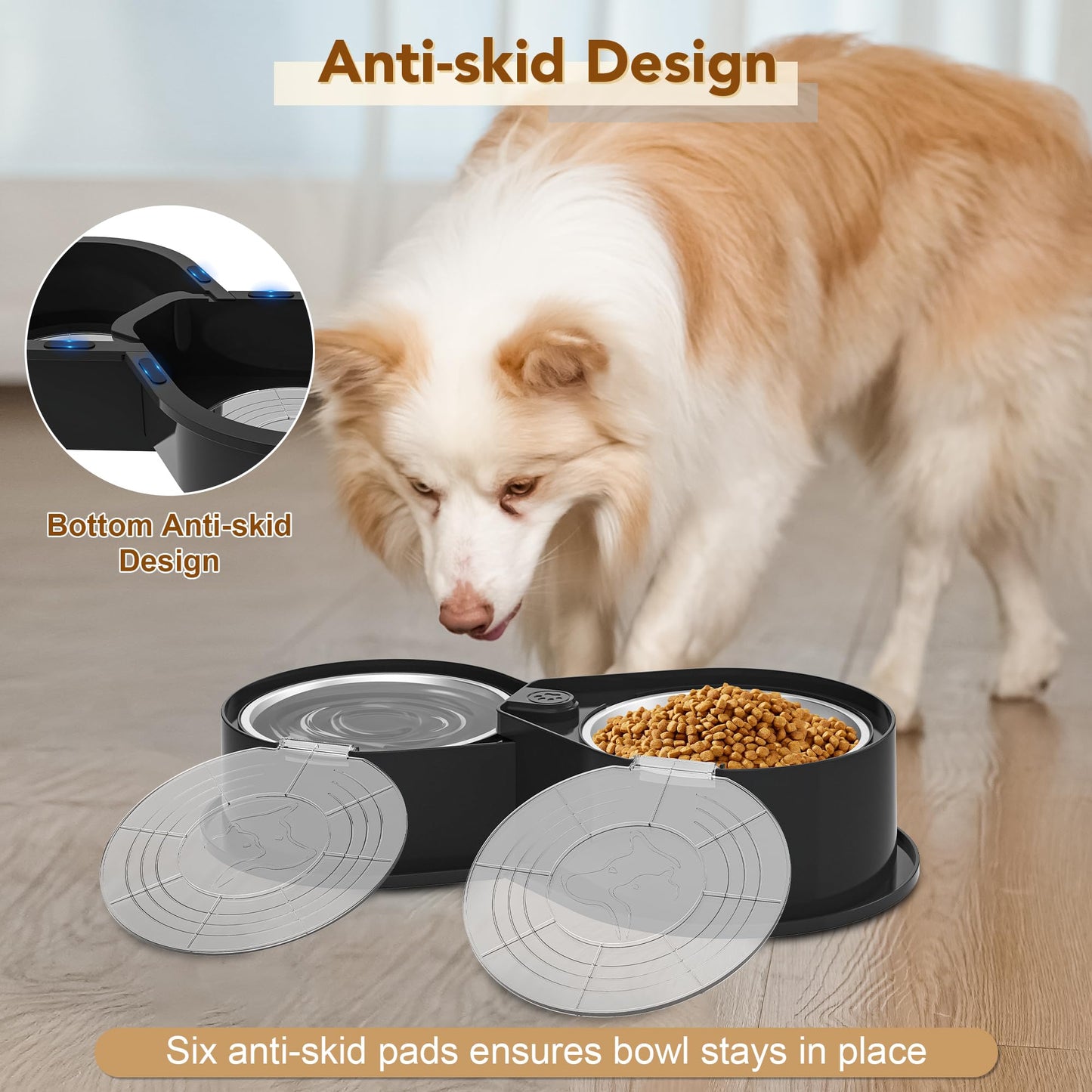 Cuencos de Acero Inoxidable Newget Plateados de Gran Capacidad con Tapas para Mascotas