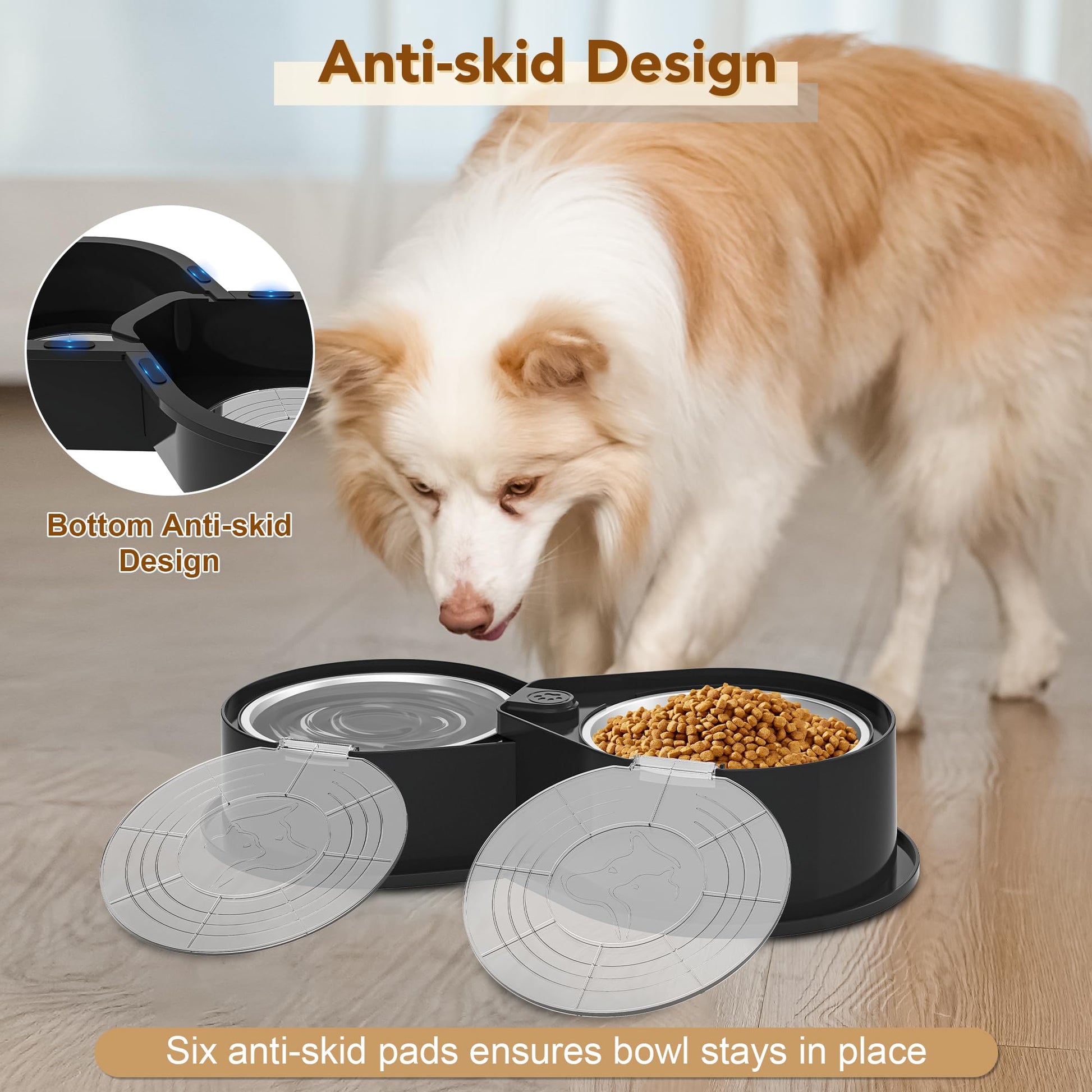 Cuencos de Acero Inoxidable Newget Plateados de Gran Capacidad con Tapas para Mascotas