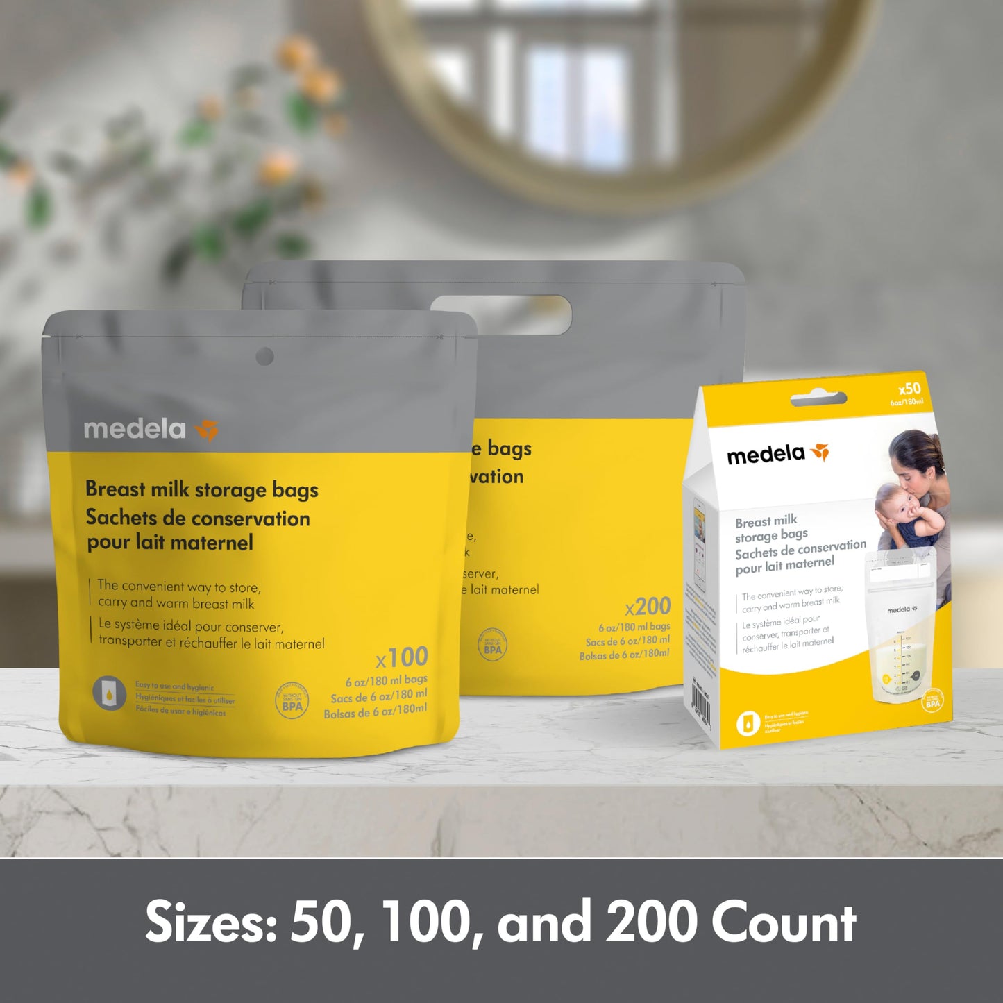 Bolsas para Almacenar Leche Materna Medela 200 Piezas 6oz/180ml de Capacidad