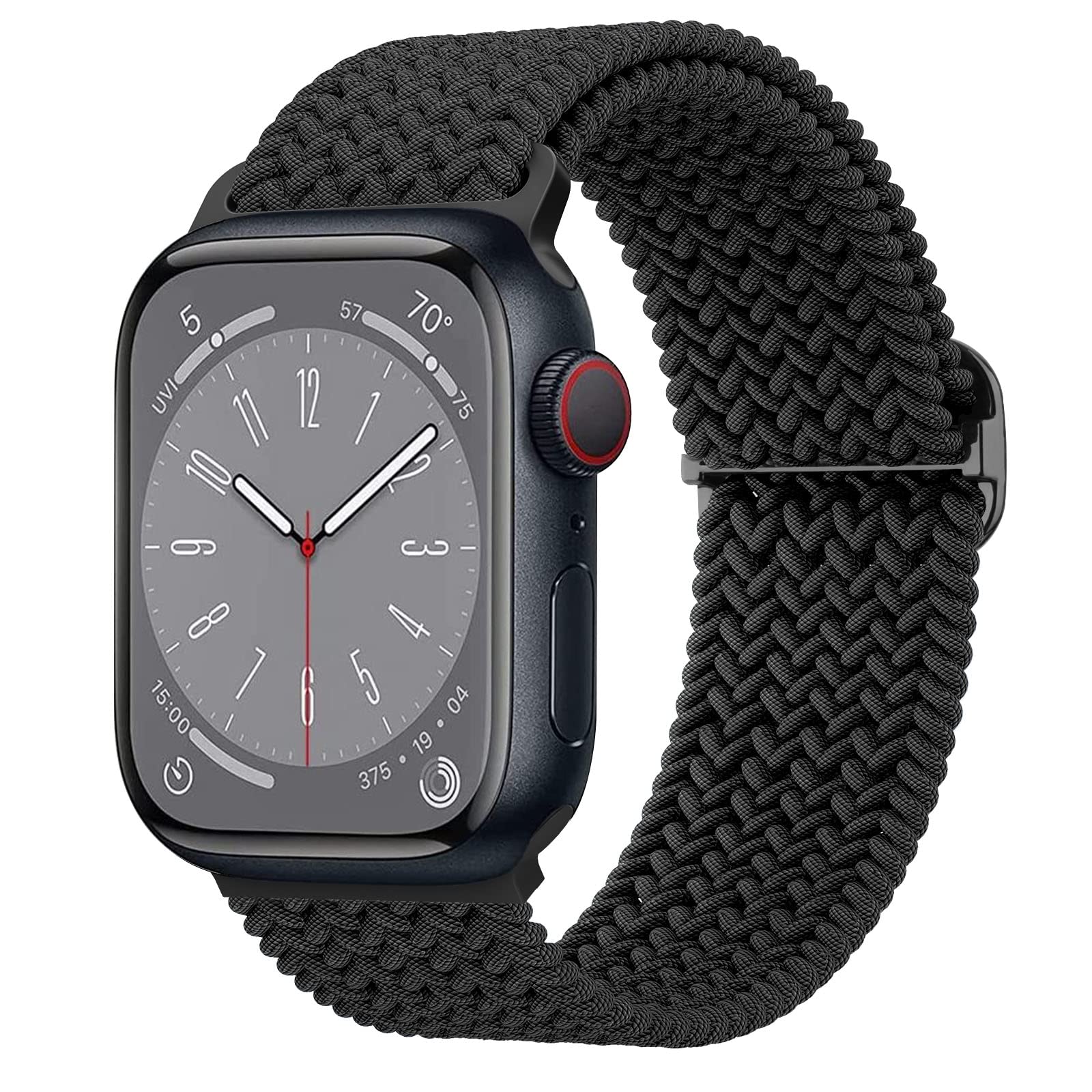 Correa Trenzada Mugust Negro Ajustable para Apple Watch 38mm/40mm/41mm para Mujer y Hombre