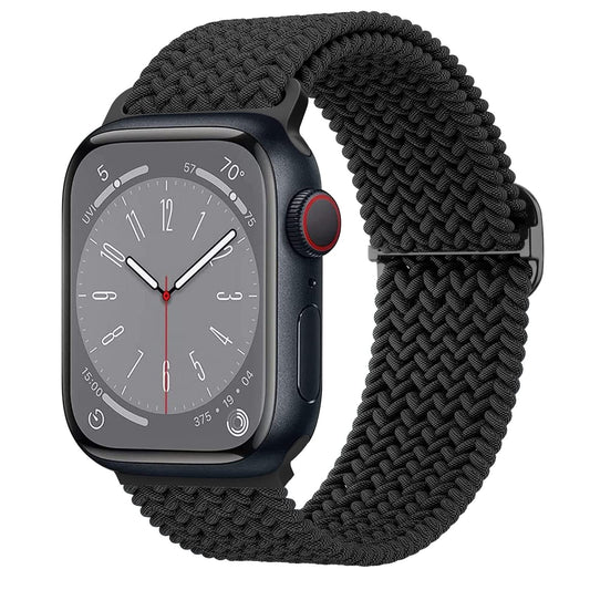 Correa Trenzada Mugust Negro Ajustable para Apple Watch 38mm/40mm/41mm para Mujer y Hombre