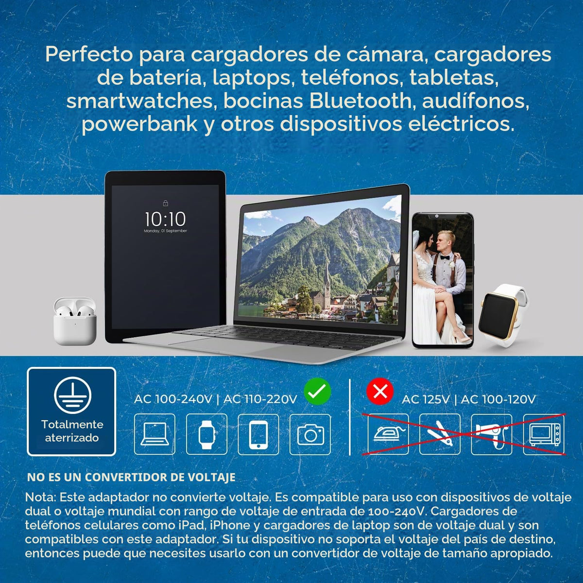 Adaptador de Enchufe Europeo OREI Negro con 2 Entradas para Viaje