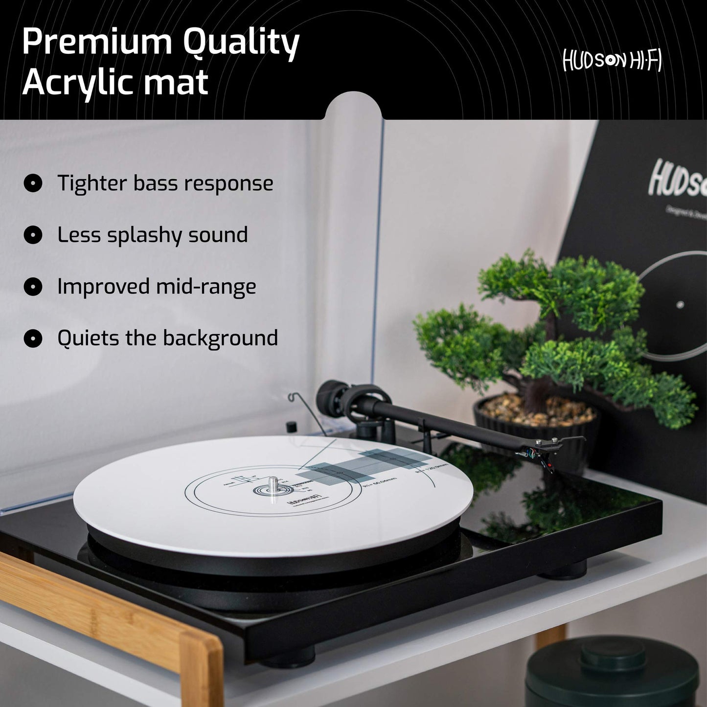 Hudson Hi-Fi - Mat Strobe Mat for Turntable - Testing 33-1-3 RPM, 45 RPM - Cartridge and Needle Alignment Conveyor Tool Mat on Hi-Fi LP Vinyl Players - Two Sides