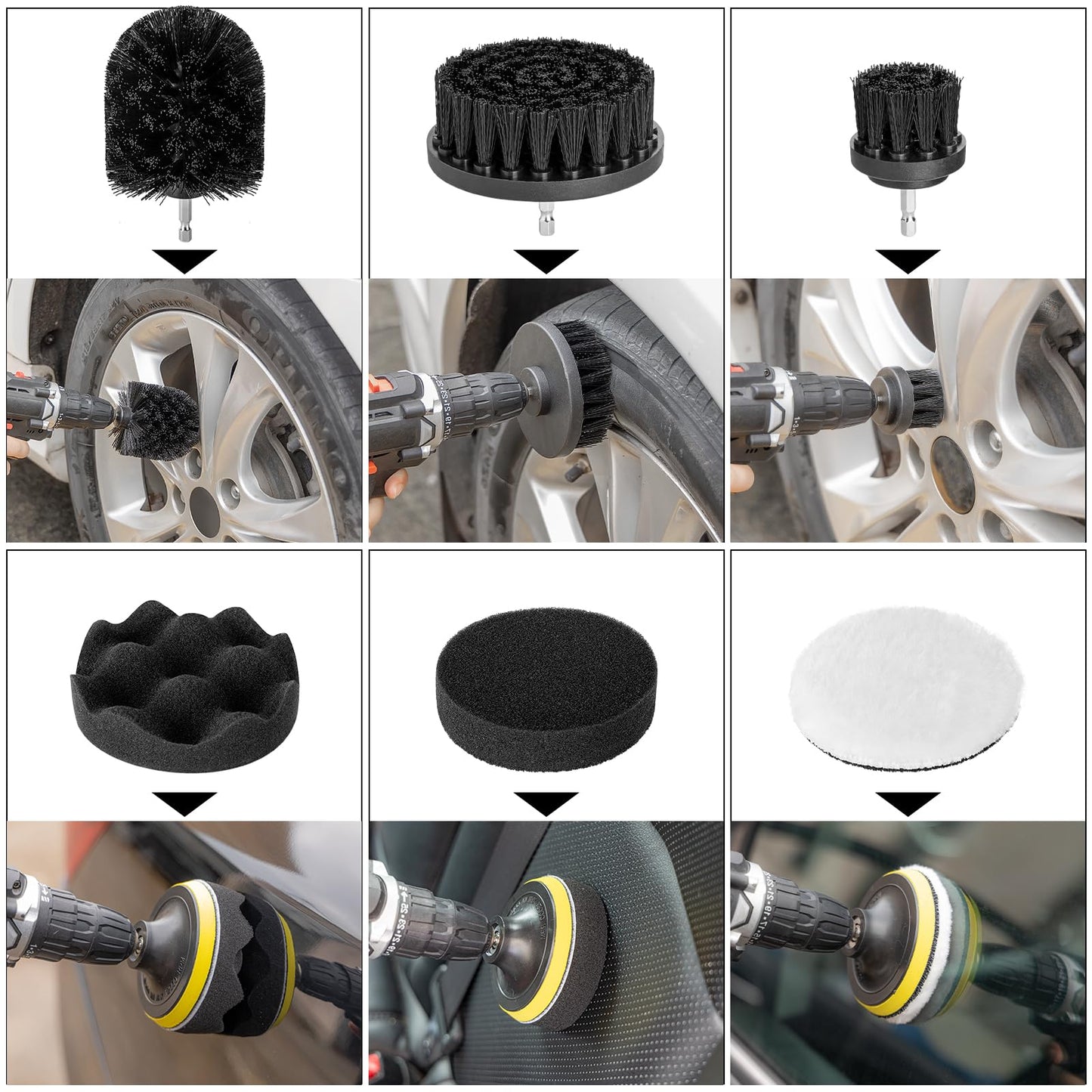 AUTODECO - Kit de limpieza de 40 piezas para lavado de coches con pistola de espuma, bolsa de lona negra, bolsa de lona negra, portátil de alta potencia, manopla, esponja, toallas, cepillo, raspador de ventanas, plumero, juego completo de detalles para in
