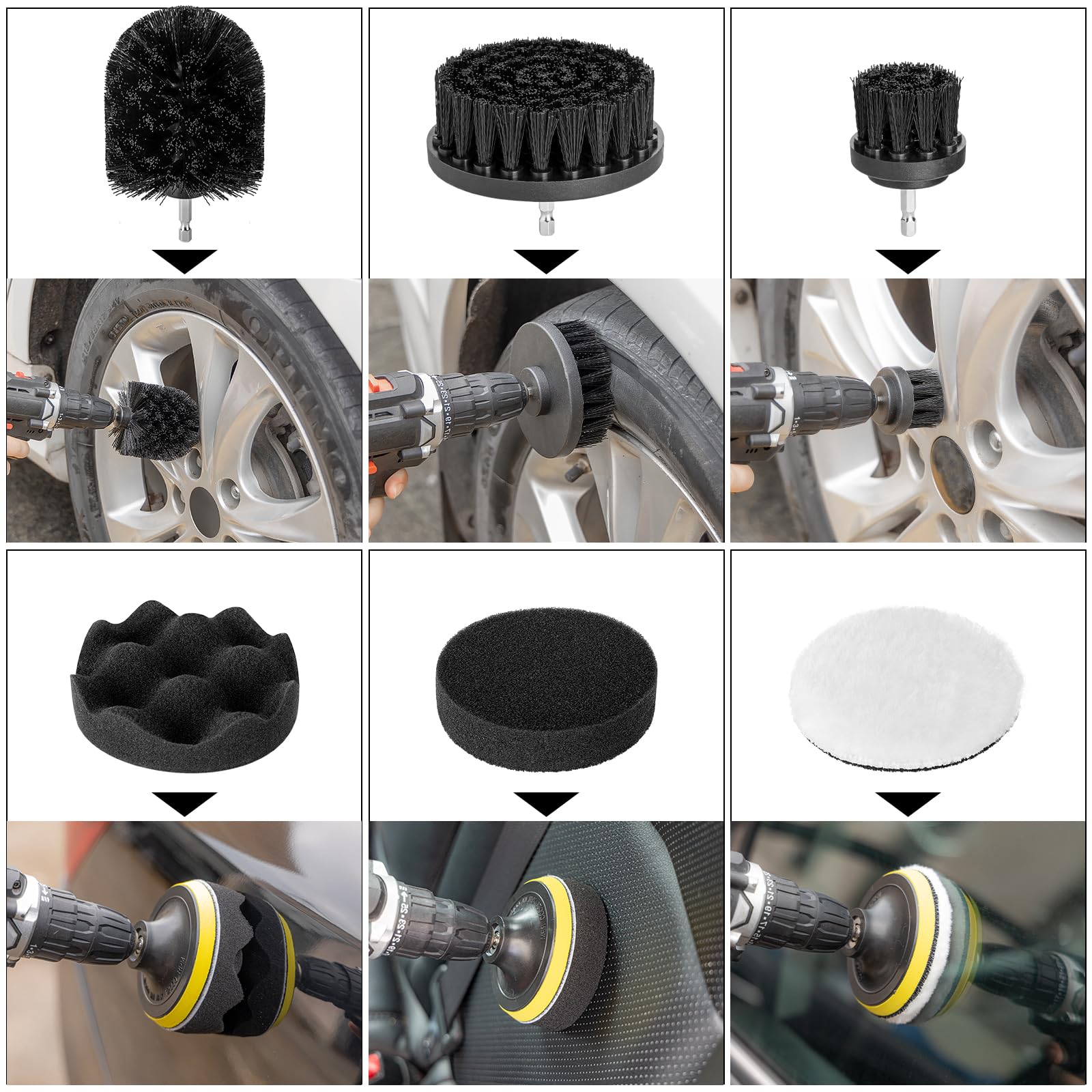 AUTODECO - Kit de limpieza de 40 piezas para lavado de coches con pistola de espuma, bolsa de lona negra, bolsa de lona negra, portátil de alta potencia, manopla, esponja, toallas, cepillo, raspador de ventanas, plumero, juego completo de detalles para in