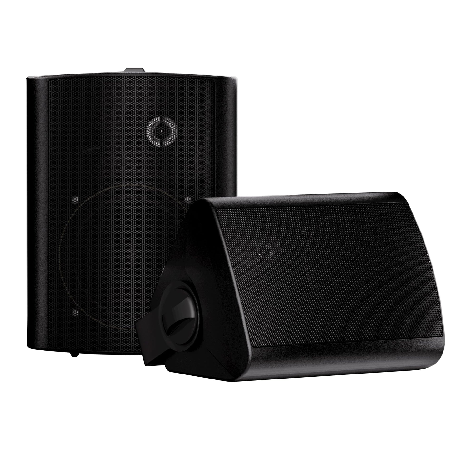Herdio - Altavoces de Pared para Patio Interior y Exterior de 5.25 Pulgadas, 200 W, Sistema de Montaje en Pared para Todo Tipo de Clima, un par, Negro