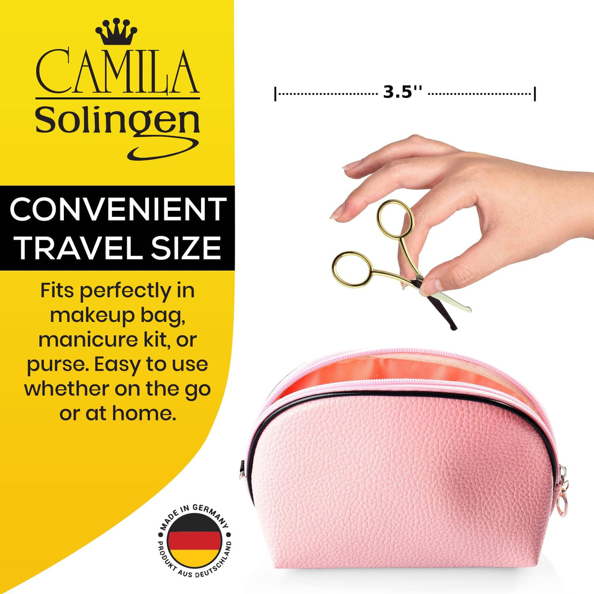 Camila Solingen CS06 3 1/2" Professional Gold Plated Nostril Safety Scissors