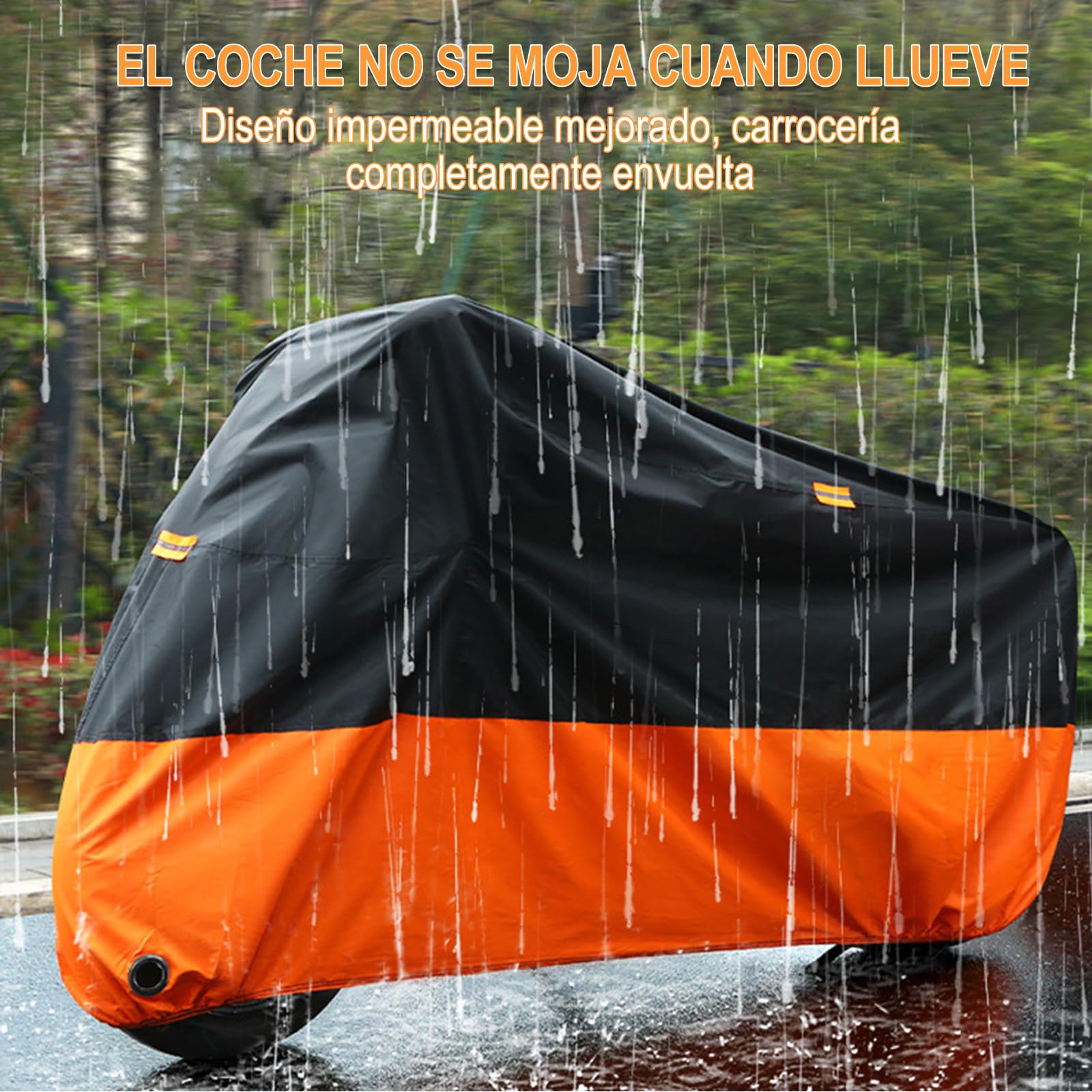 Cubierta Impermeable para Motocicletas, 190T Tela Oxford Cubierta de Bicicleta, Protección contra el Polvo, Lluvia y Clima, 2 Lock-Holes&3 Tiras Reflectantes, para Moto Exterior Interior y Bicicleta