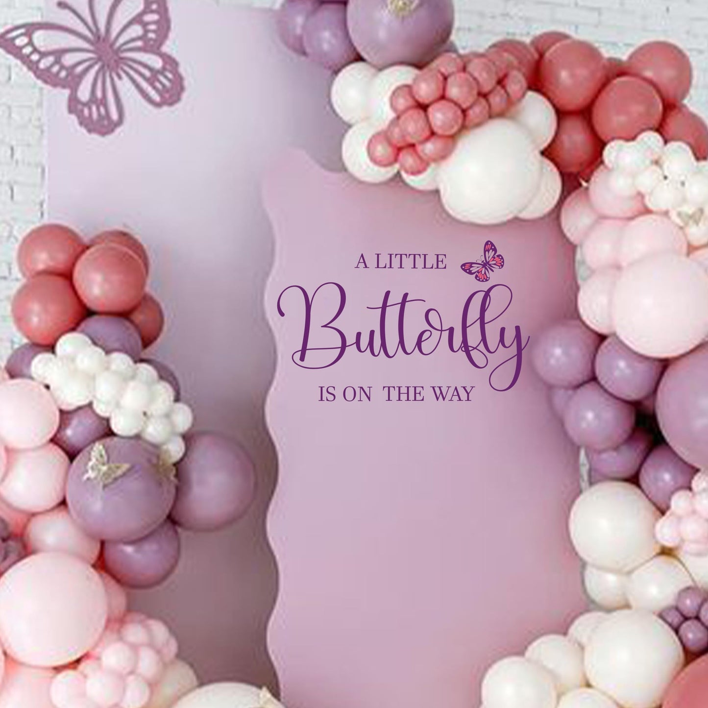 Letrero calcomanía para fiesta de baby shower con diseño de mariposa, diseño de mariposa, diseño de mariposa, diseño de género para niña o niño (calcomanía de mariposa morada)