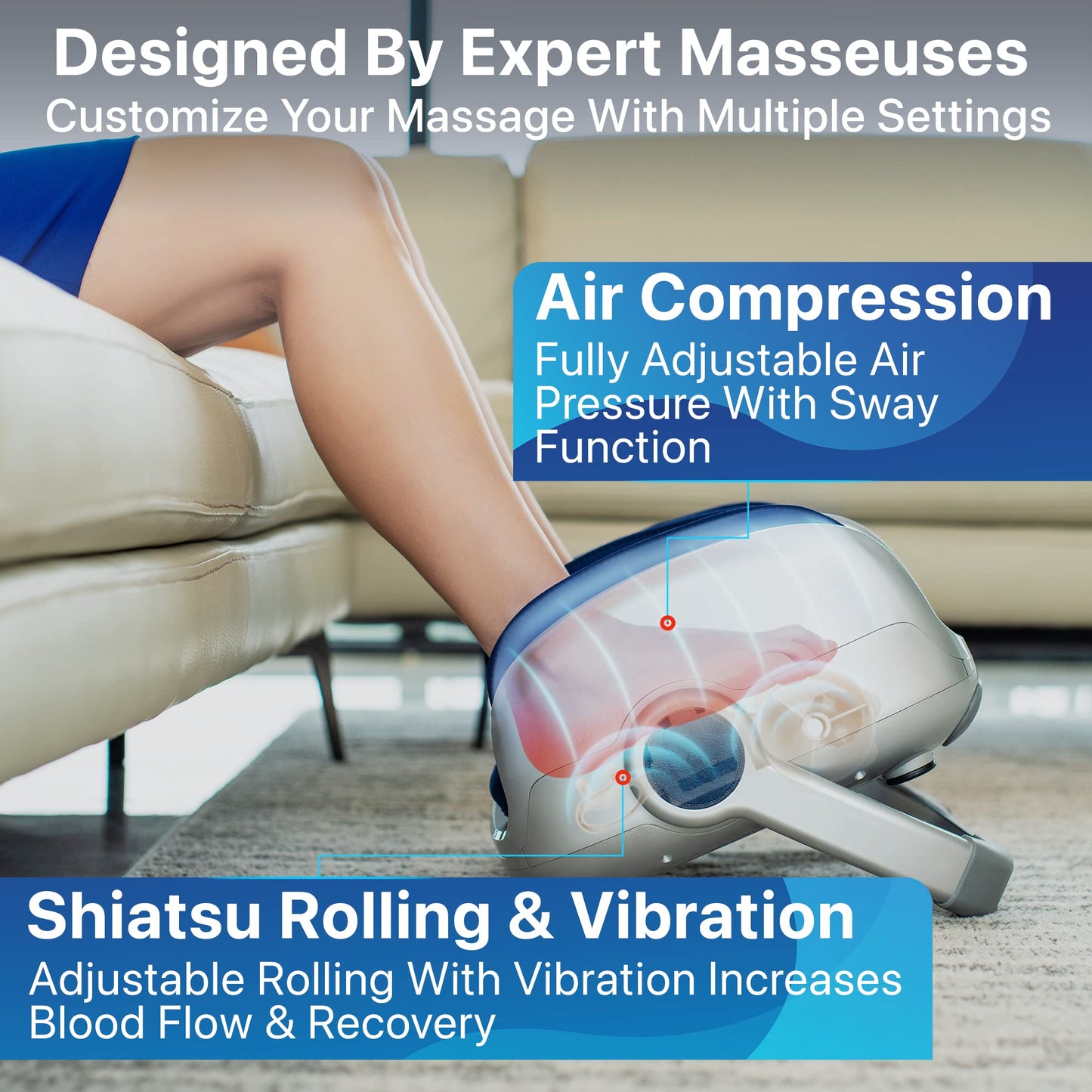 Masajeador de Pies Miko Shiatsu Gris con Amasado Profundo y Terapia de Calor para Mejorar Circulación