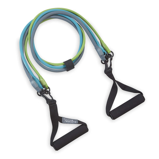 Gaiam - Kit de Banda de Resistencia 3 en 1 con Asas de Agarre cómodo y Bandas de Fuerza Intercambiables para Entrenamiento de Alta Intensidad