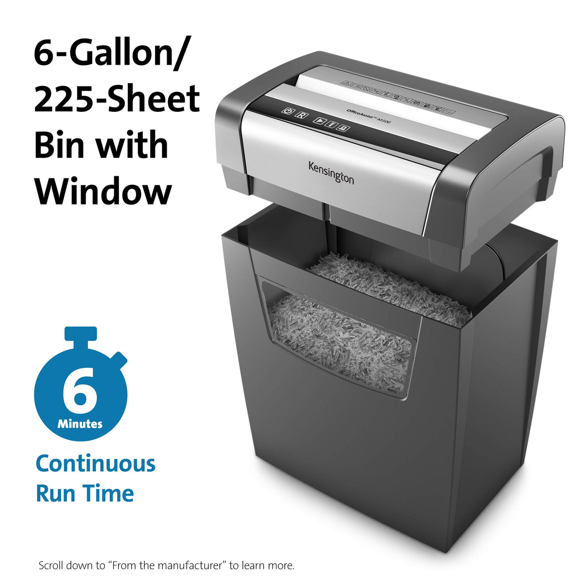 Trituradora de Papel Kensington M100 Negro con Sistema Antiatascos para Oficina