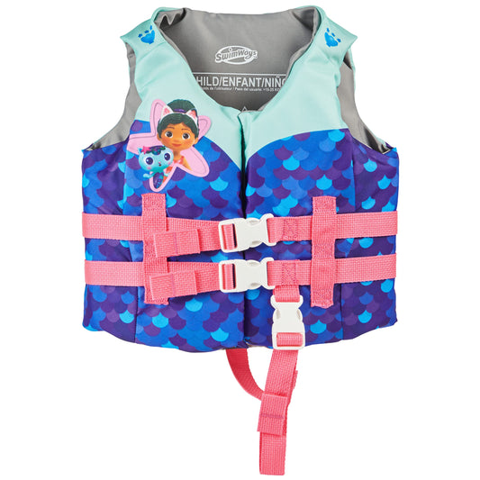 Chaleco Salvavidas SwimWays Gabby's Dollhouse para Niños Aprobado por la Guardia Costera estadounidense 33-55 lbs