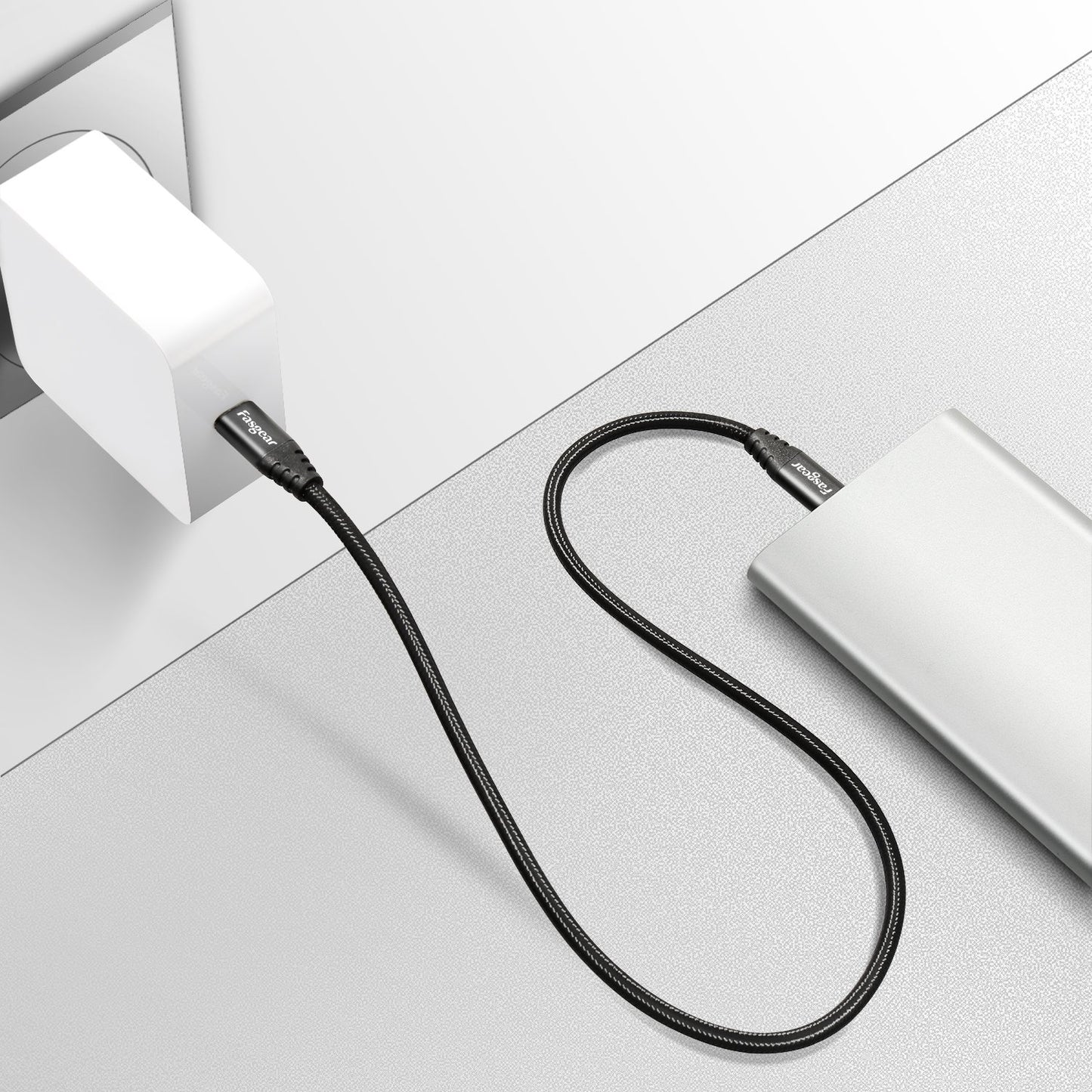Cable USB C a Micro USB Fasgear Negro de Nailon Trenzado 1 m Compatible con Galaxy S7/S6 y HTC