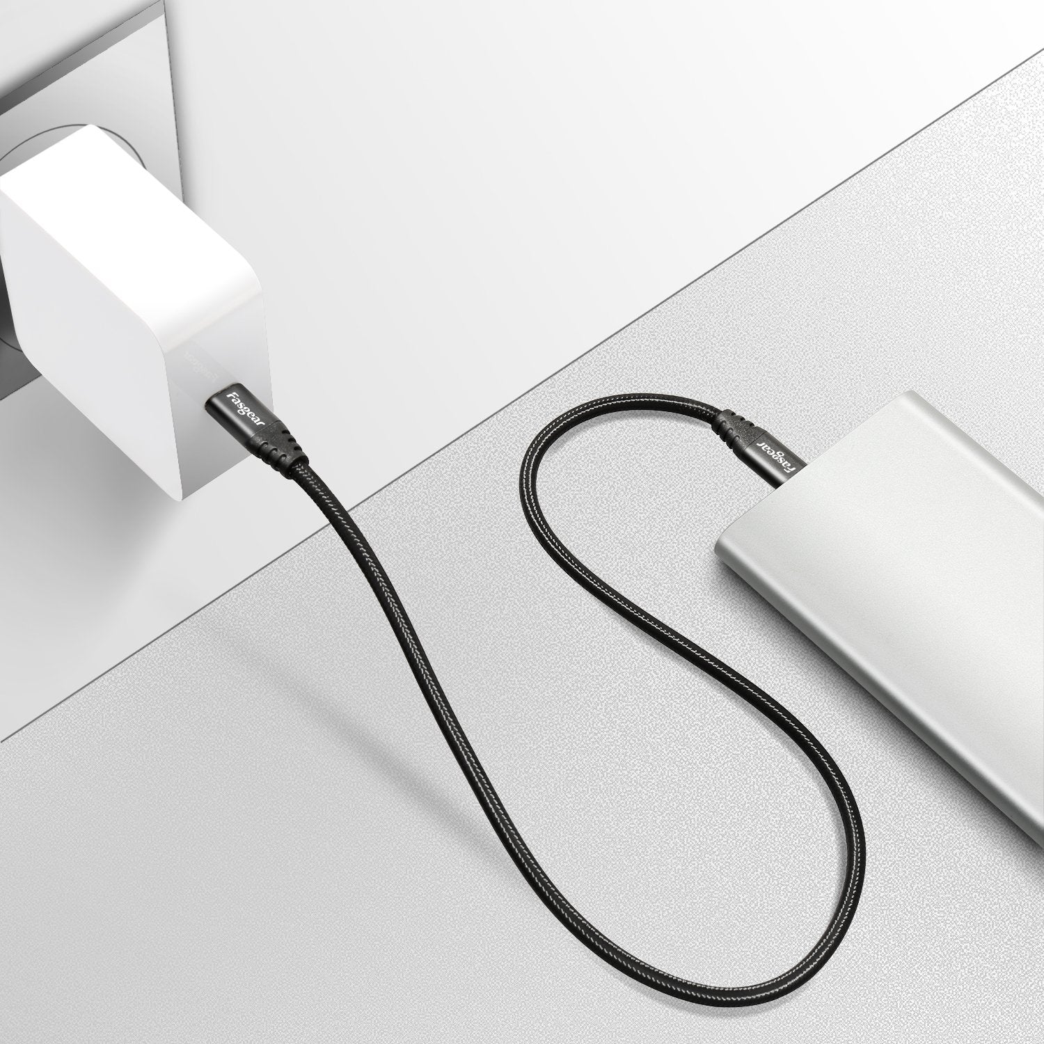 Cable USB C a Micro USB Fasgear Negro de Nailon Trenzado 1 m Compatible con Galaxy S7/S6 y HTC