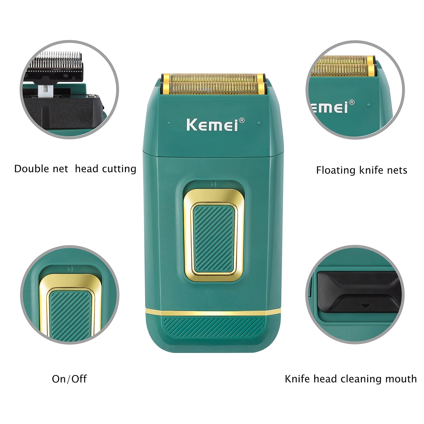 Maquinilla de Afeitar Eléctrica KEMEI Recargable para Hombre