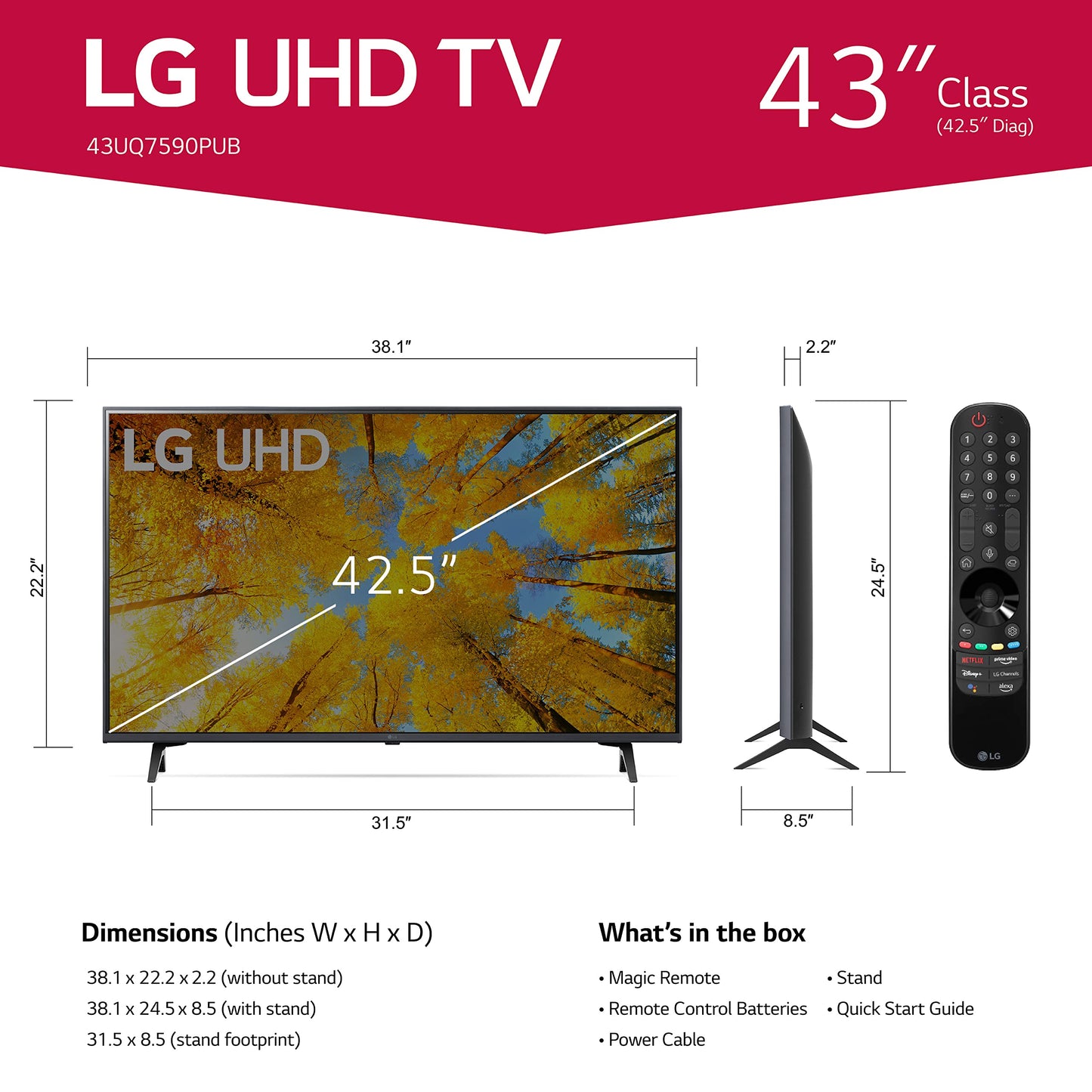 LG Television UHD UQ75 Series 43" (43UQ7590PUB; 2022)