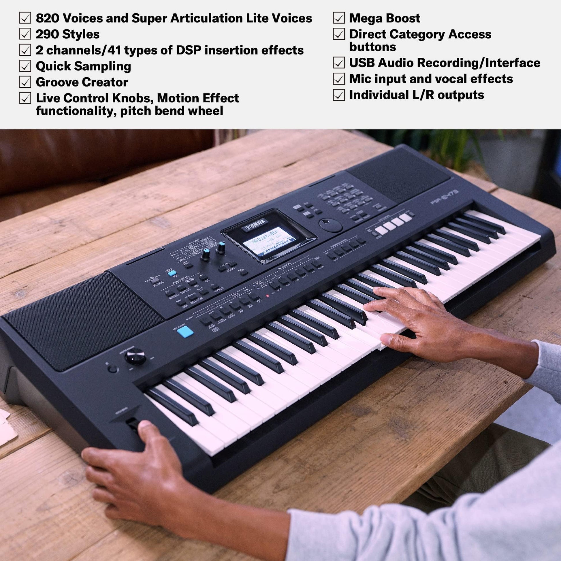 Teclado Portátil Yamaha 61 Teclas PSRE473