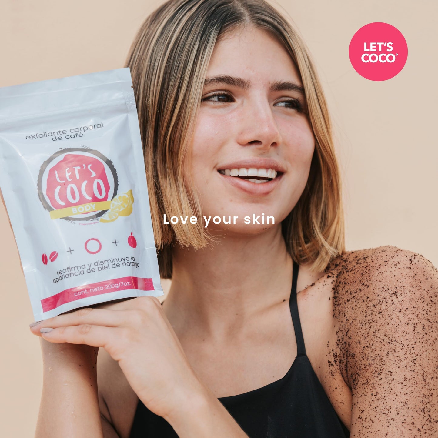 LET'S COCO | Exfoliante Corporal Ultra Hidratante, Let’s Coco Body - Exfoliante de Café, Anti-Celulitis, Para Todo Tipo de Piel - Contenido Neto 200 Gr – 7 Oz