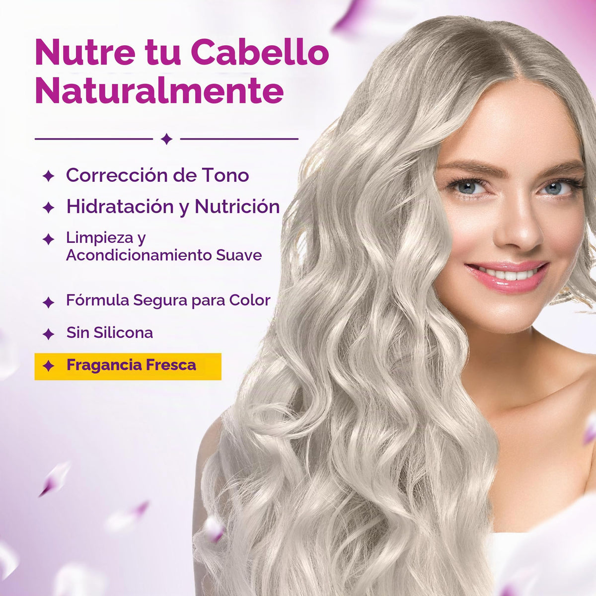Set Shampoo y Acondicionador Morado Herbishh – Neutraliza Tonos Amarillos y Cobrizos | Para Cabello Rubio, Plateado y con Mechas | Hidratante y Nutritivo | Fórmula Vegana y Segura para el Color | 500 ml c/u