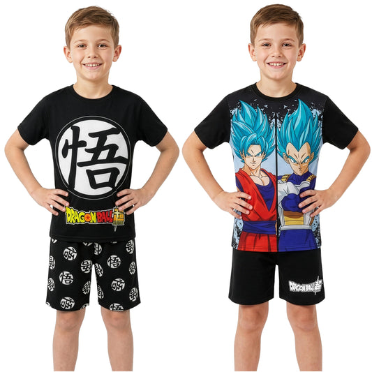 Get Trend Pijama de Dragon Ball Super para niños con camiseta y pantalones cortos de anime, 4 piezas, pijama de manga corta, ropa de dormir, regalos, edades de 7 a 14 años (9-10 años, negro/multicolor