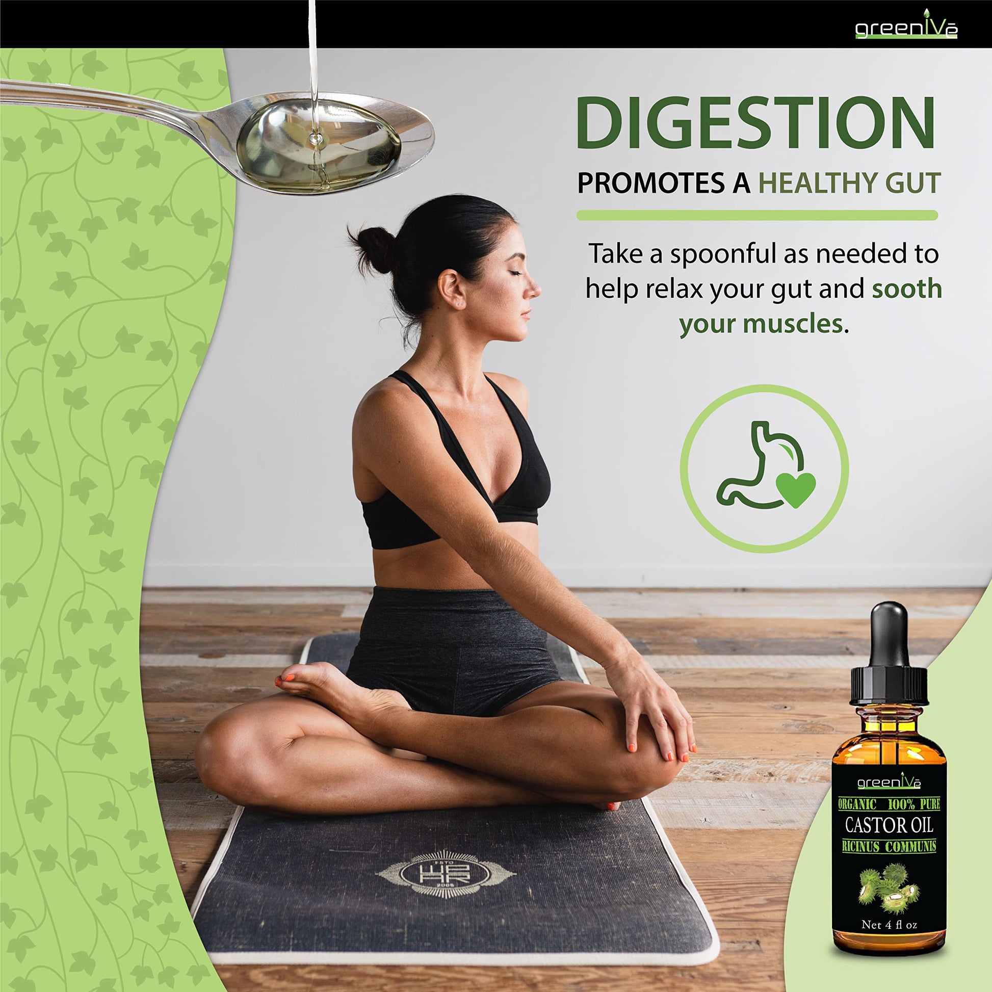 GreenIVe - 100% Pure Castor Oil - Cold Pressed - Hexane Free - Exclusively on Amazon (3790ml ( 3.8l))