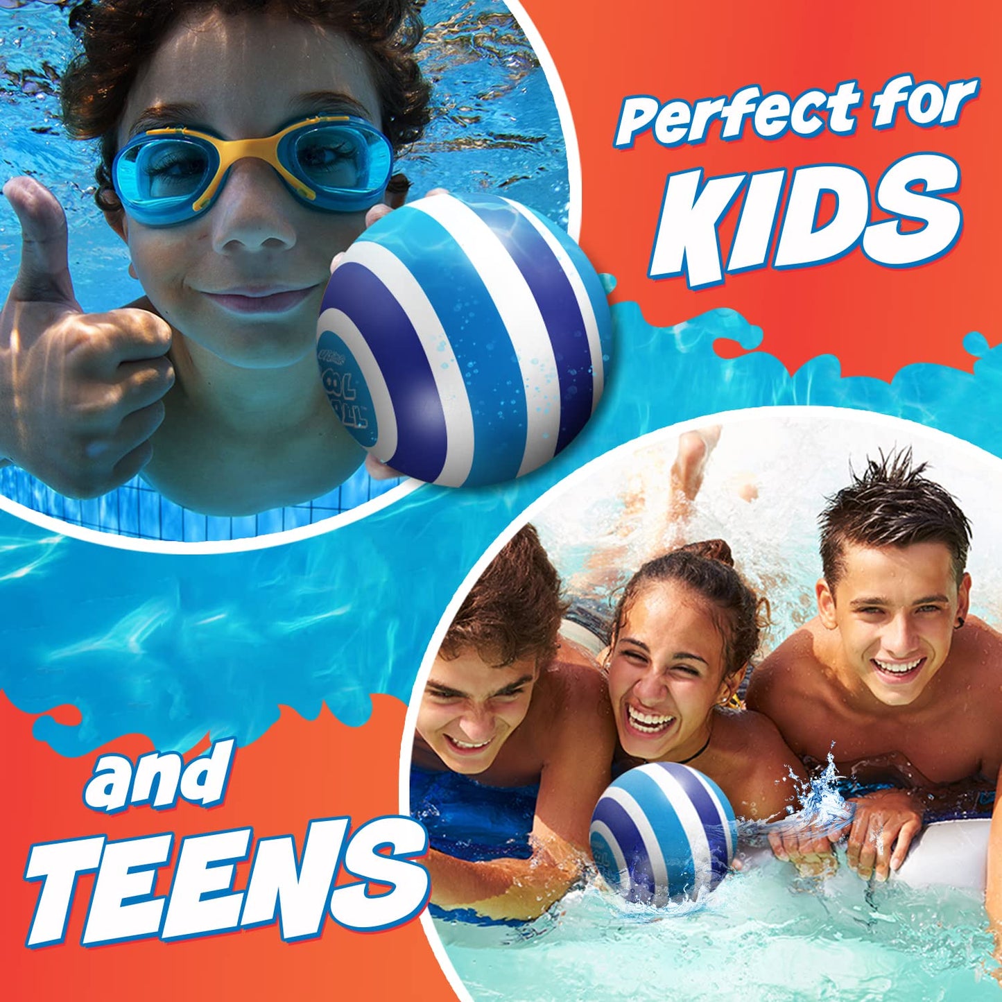 La mejor bola de la piscina: llena esta pelota con agua para jugar juegos bajo el agua: gotea de la parte inferior y pase bajo el agua para la diversión sin fin: mejores accesorios y juguetes para niños de 6 a 8 +.