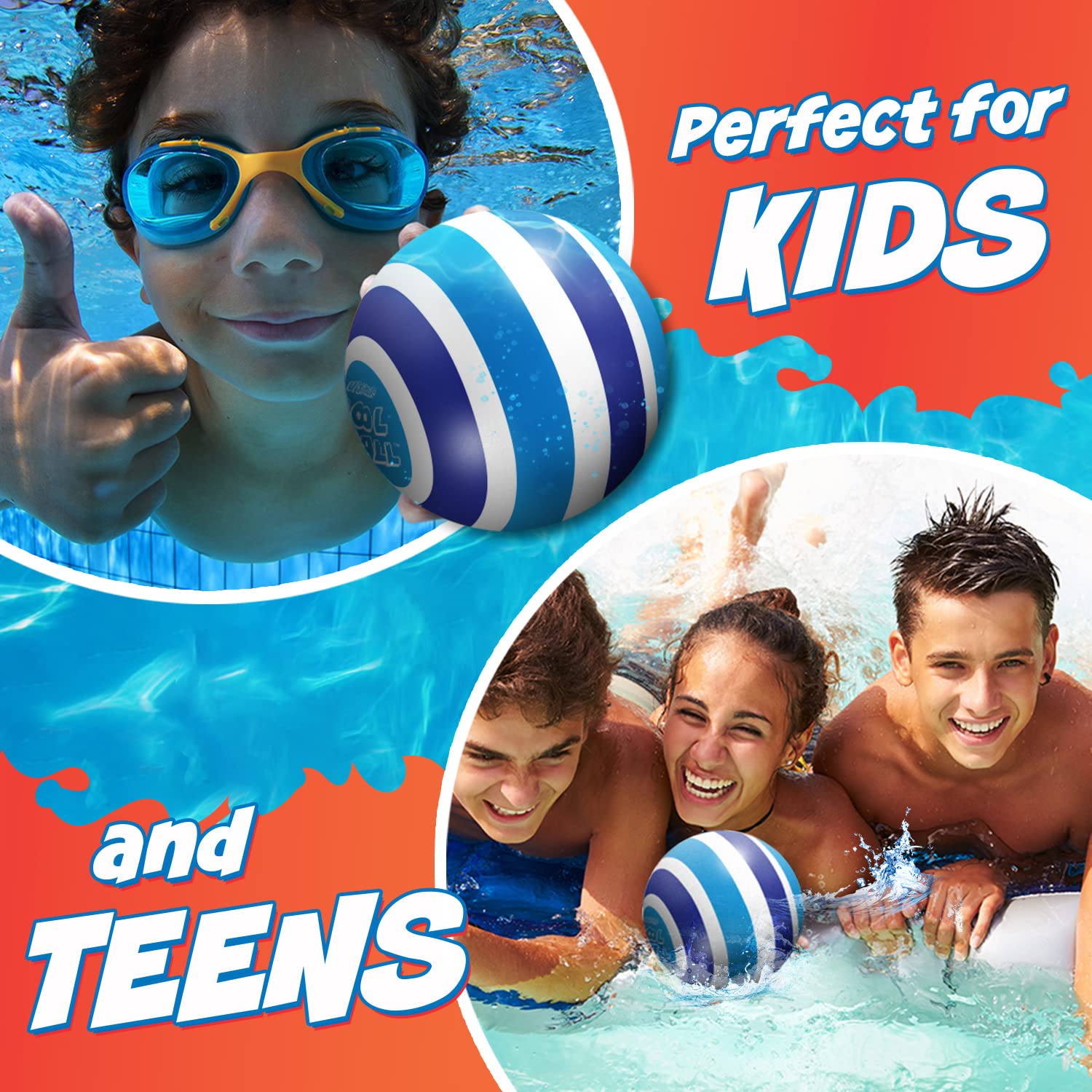 La mejor bola de la piscina: llena esta pelota con agua para jugar juegos bajo el agua: gotea de la parte inferior y pase bajo el agua para la diversión sin fin: mejores accesorios y juguetes para niños de 6 a 8 +.