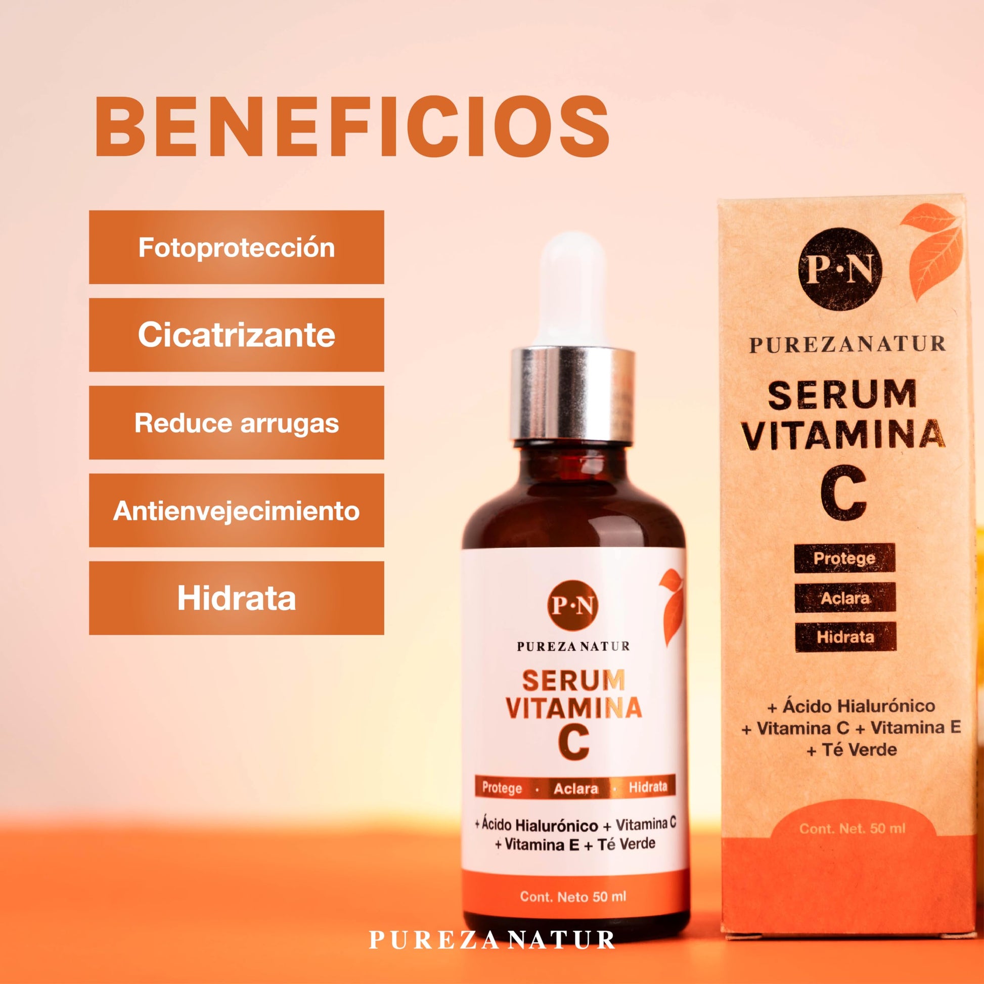 Serum Vitamina C y Ácido hialurónico facial mujer y hombre anti edad hidratante para la cara y piel